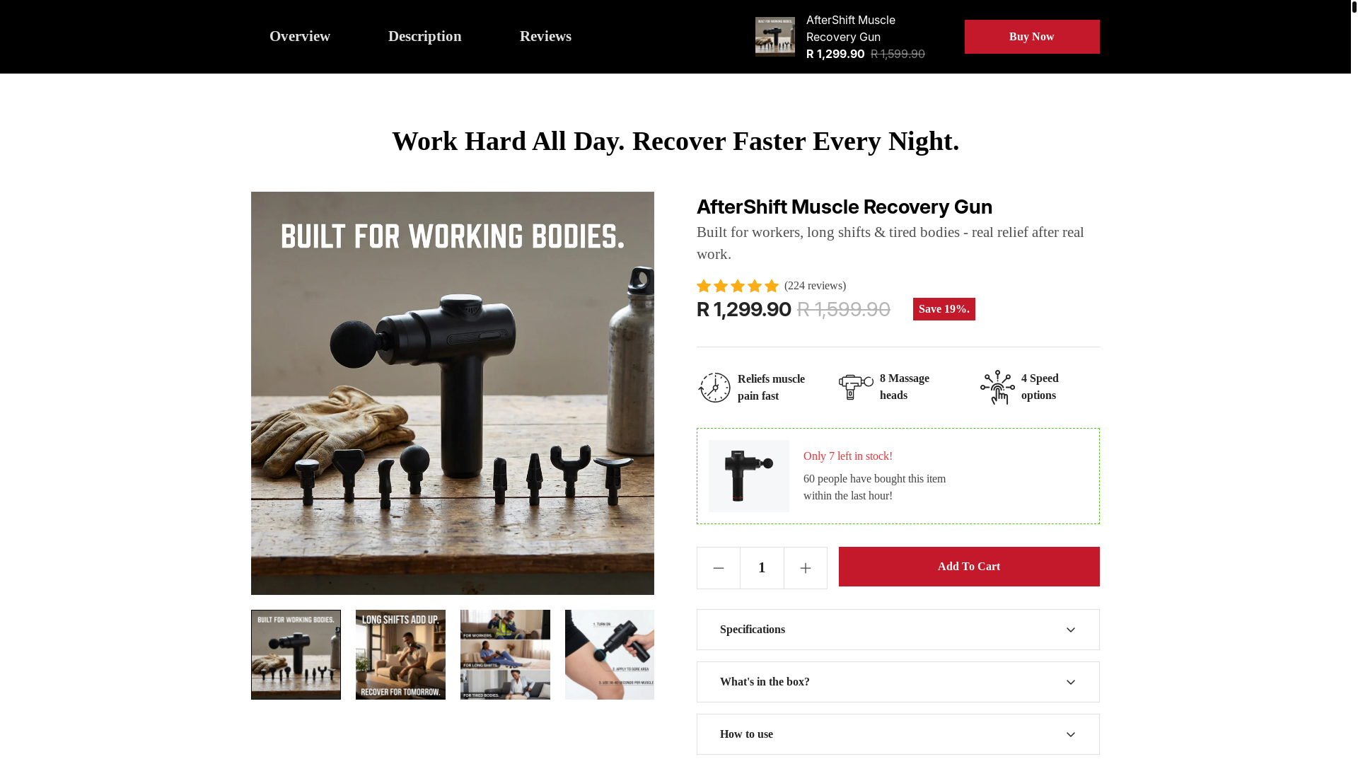 website screenshot of https://themassagegun.co.za/