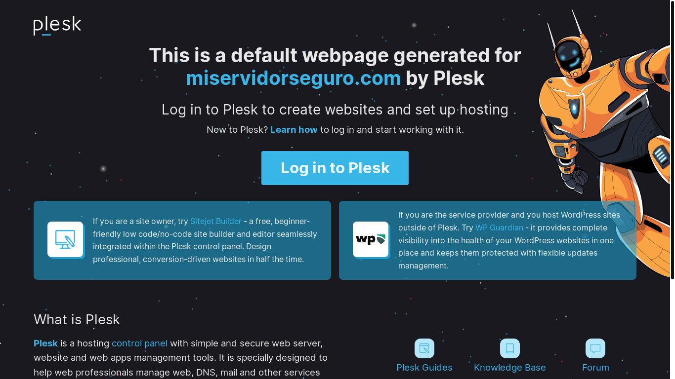 website screenshot of https://miservidorseguro.com/