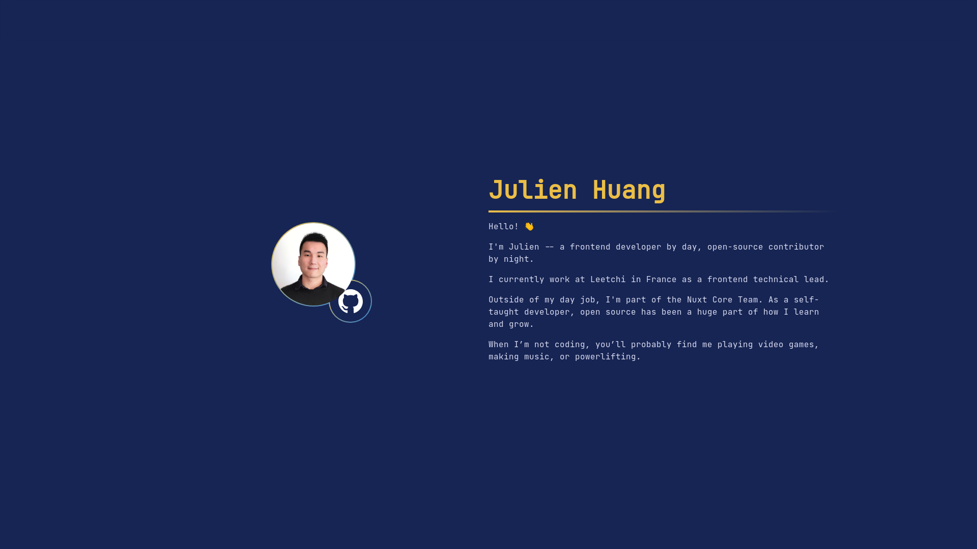website screenshot of https://julien-huang-dev.pages.dev/