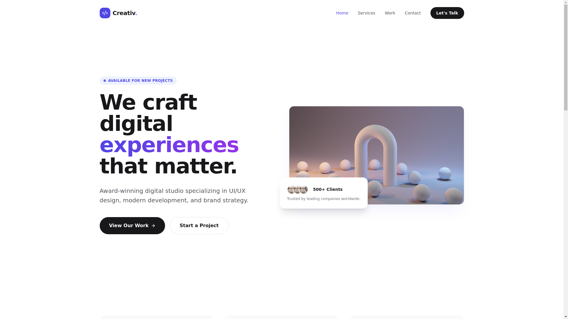 website screenshot of https://vulk-modern-portfolio.pages.dev/