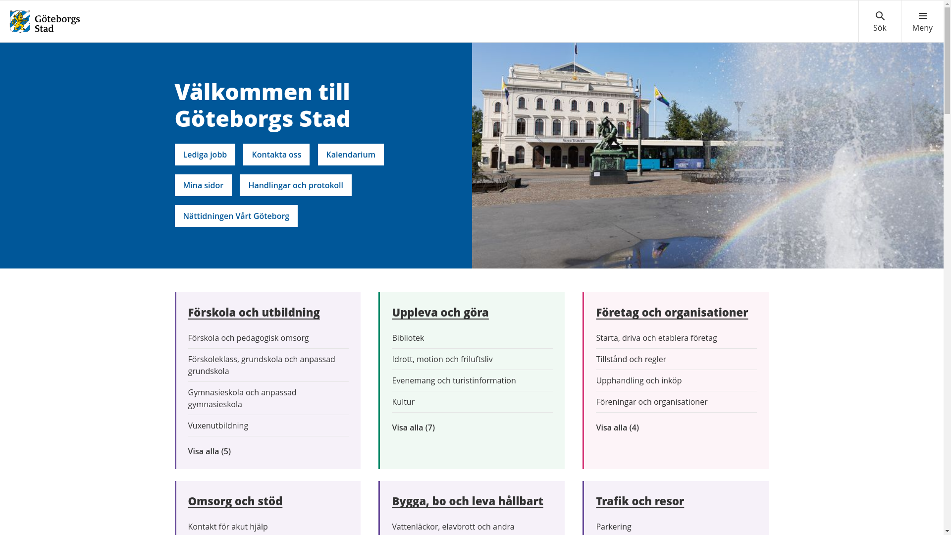 website screenshot of https://goteborg.se/