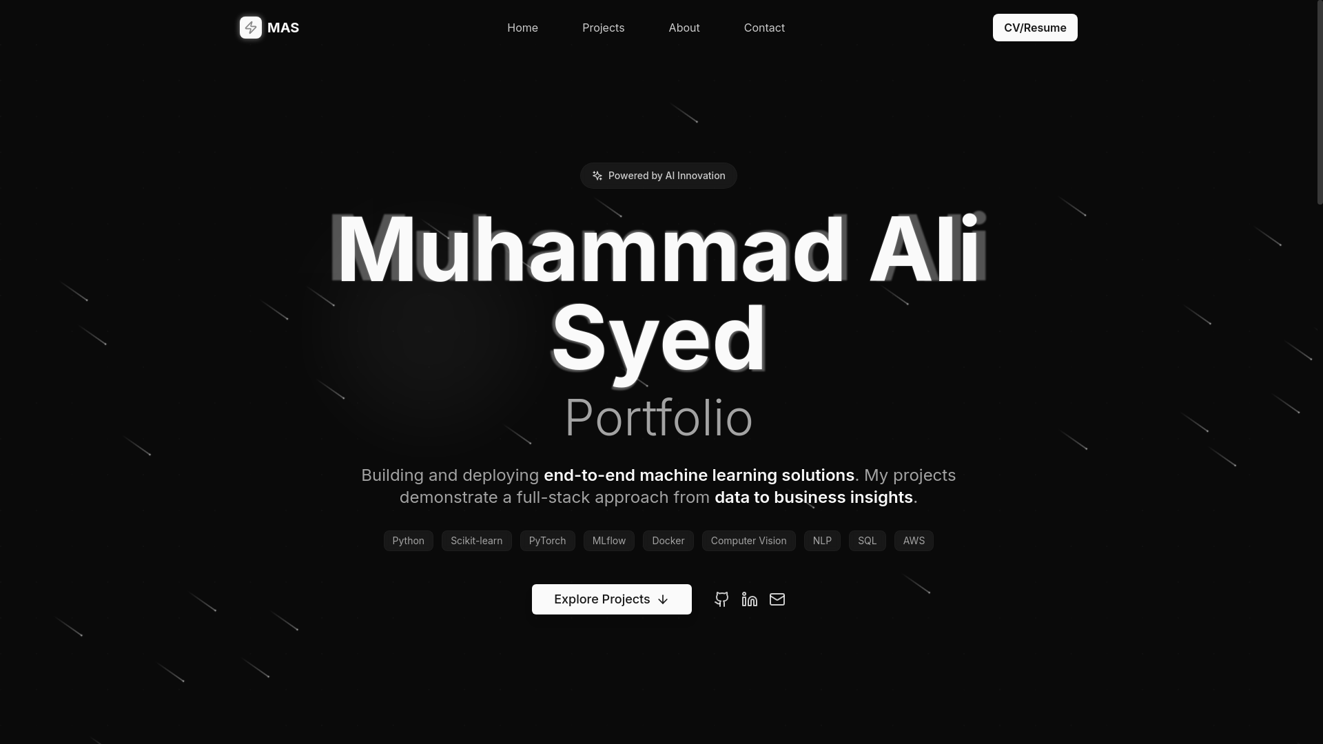 website screenshot of https://muhammadalisyed.com/
