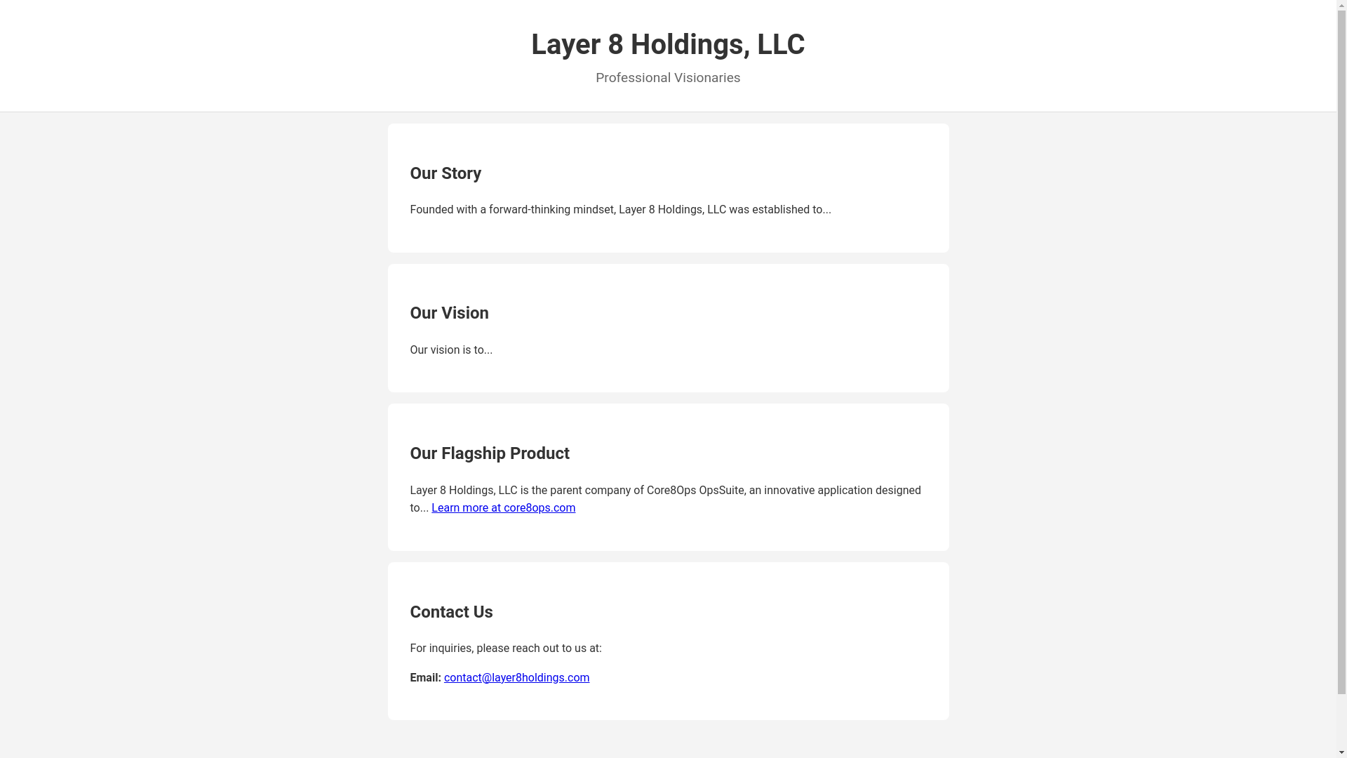website screenshot of https://layer8holdings.com/