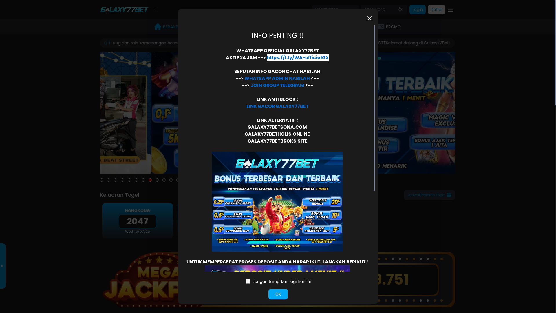 website screenshot of https://galaxy77betholis.online/