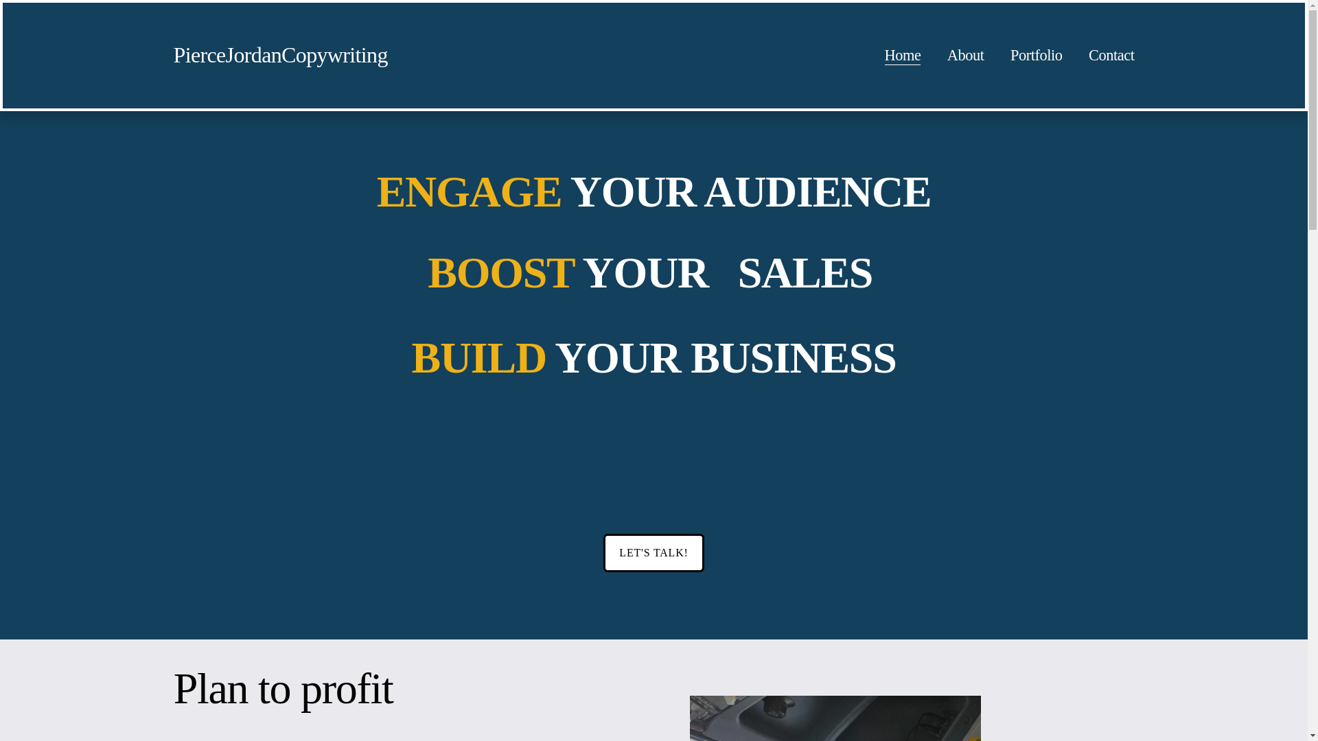 website screenshot of https://piercejordancopywriting.com/