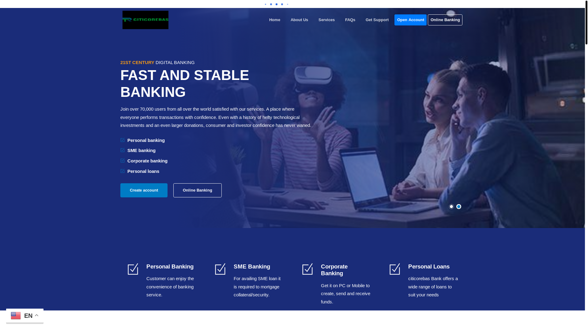 website screenshot of https://citicorebas.com/