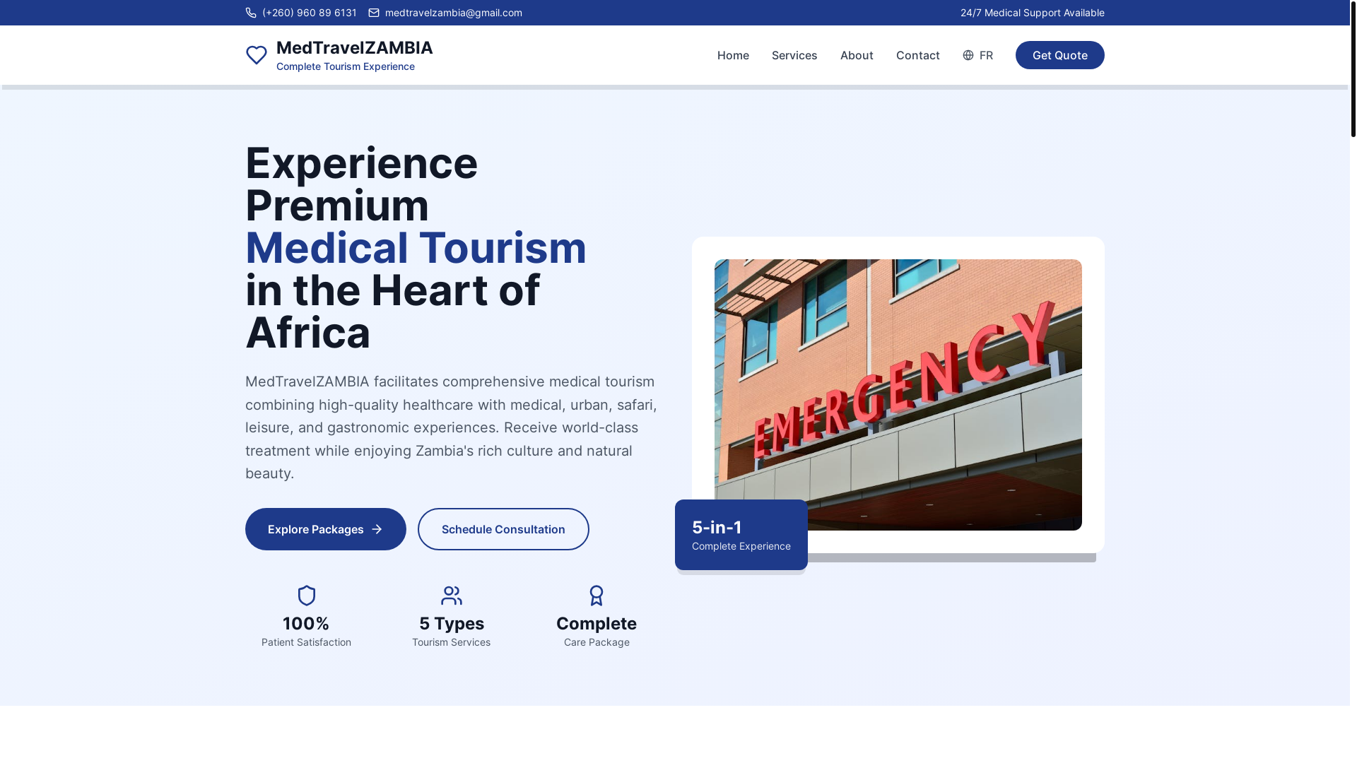 website screenshot of https://medtravelzambia.net/