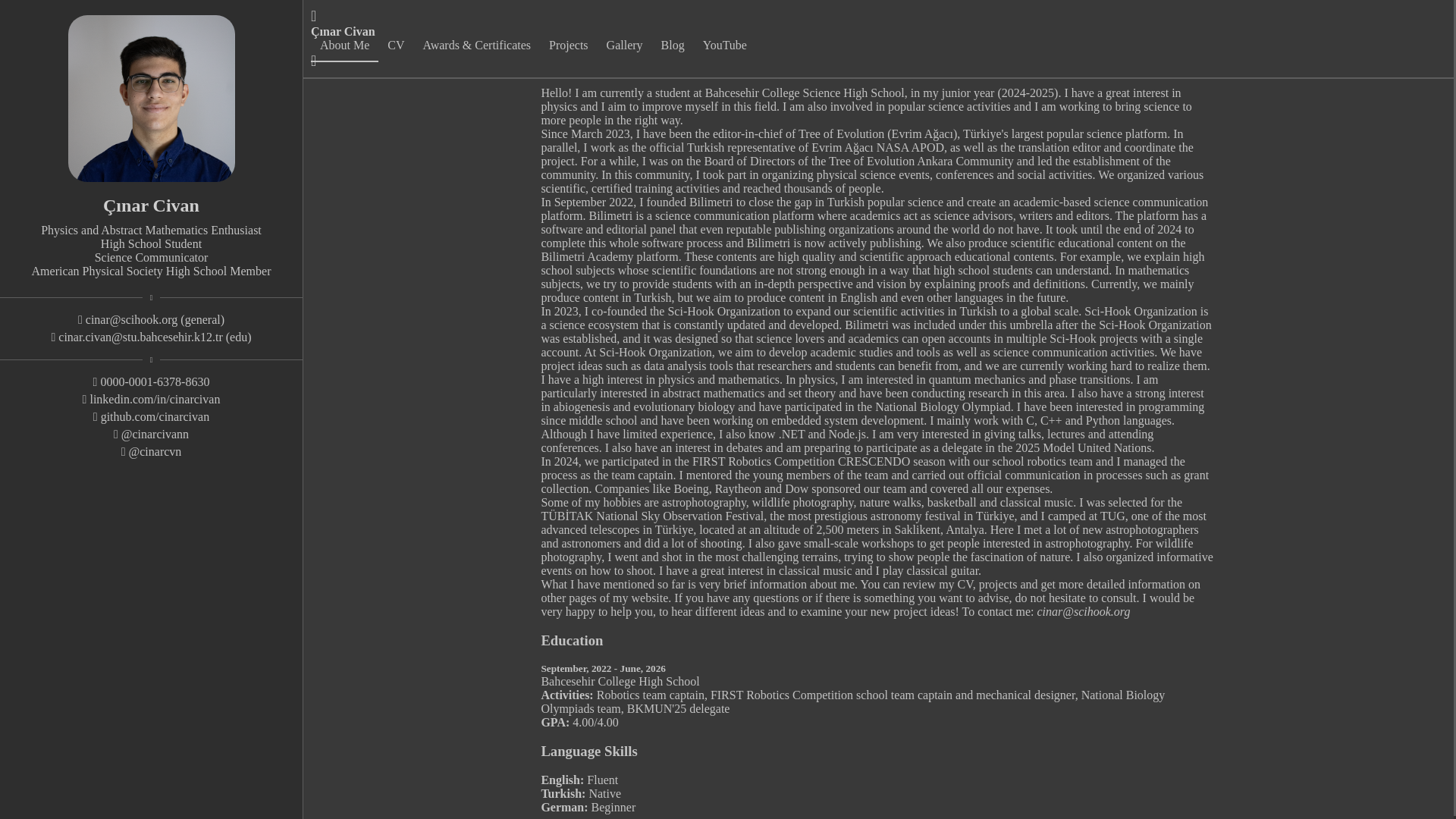 website screenshot of https://cinarcivan.pages.dev/