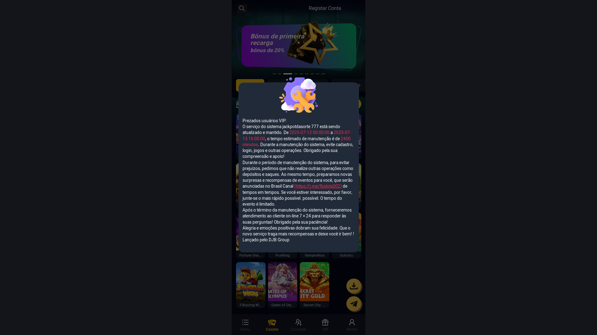 website screenshot of https://jackpotdasorte777.com/