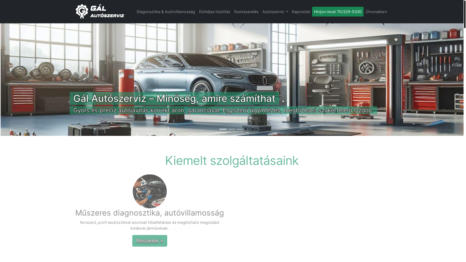 website screenshot of https://galautoszerviz.hu/