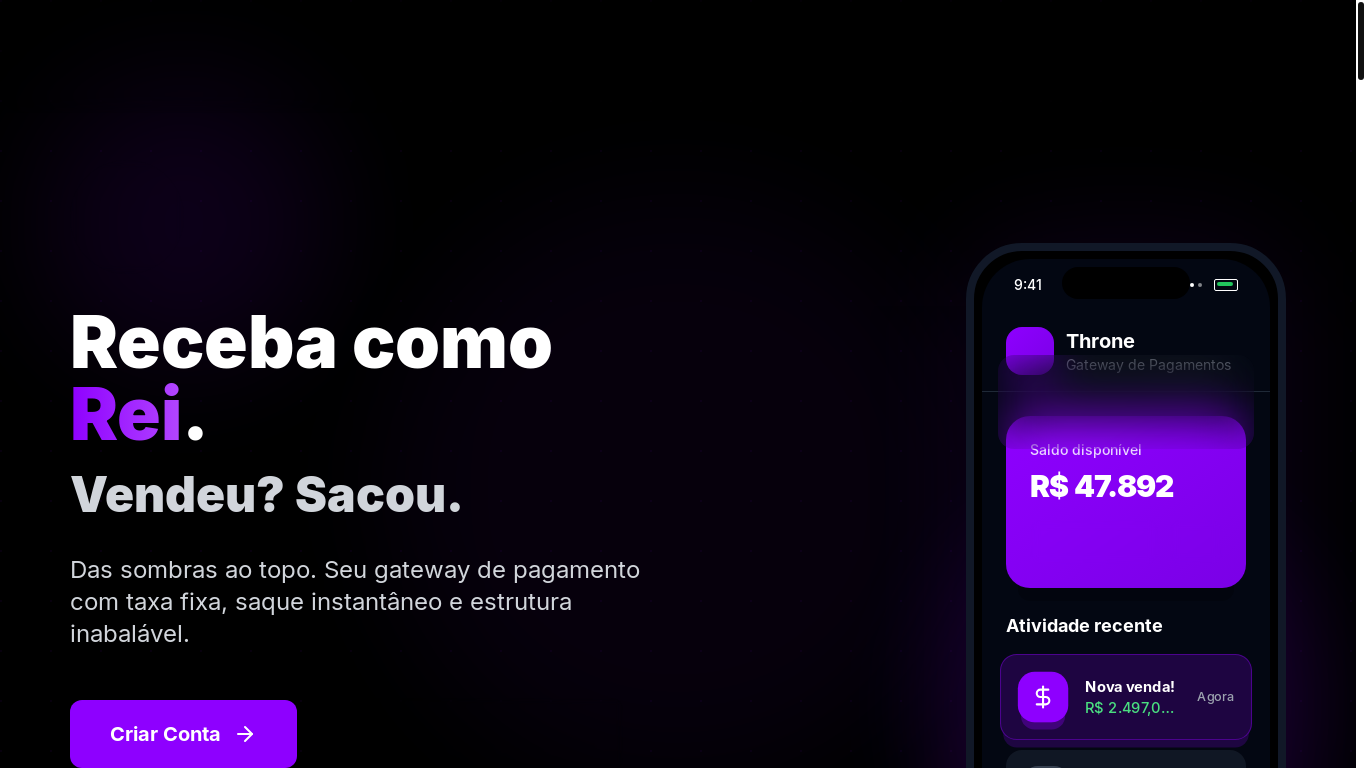 website screenshot of https://thronepagamentos.com/