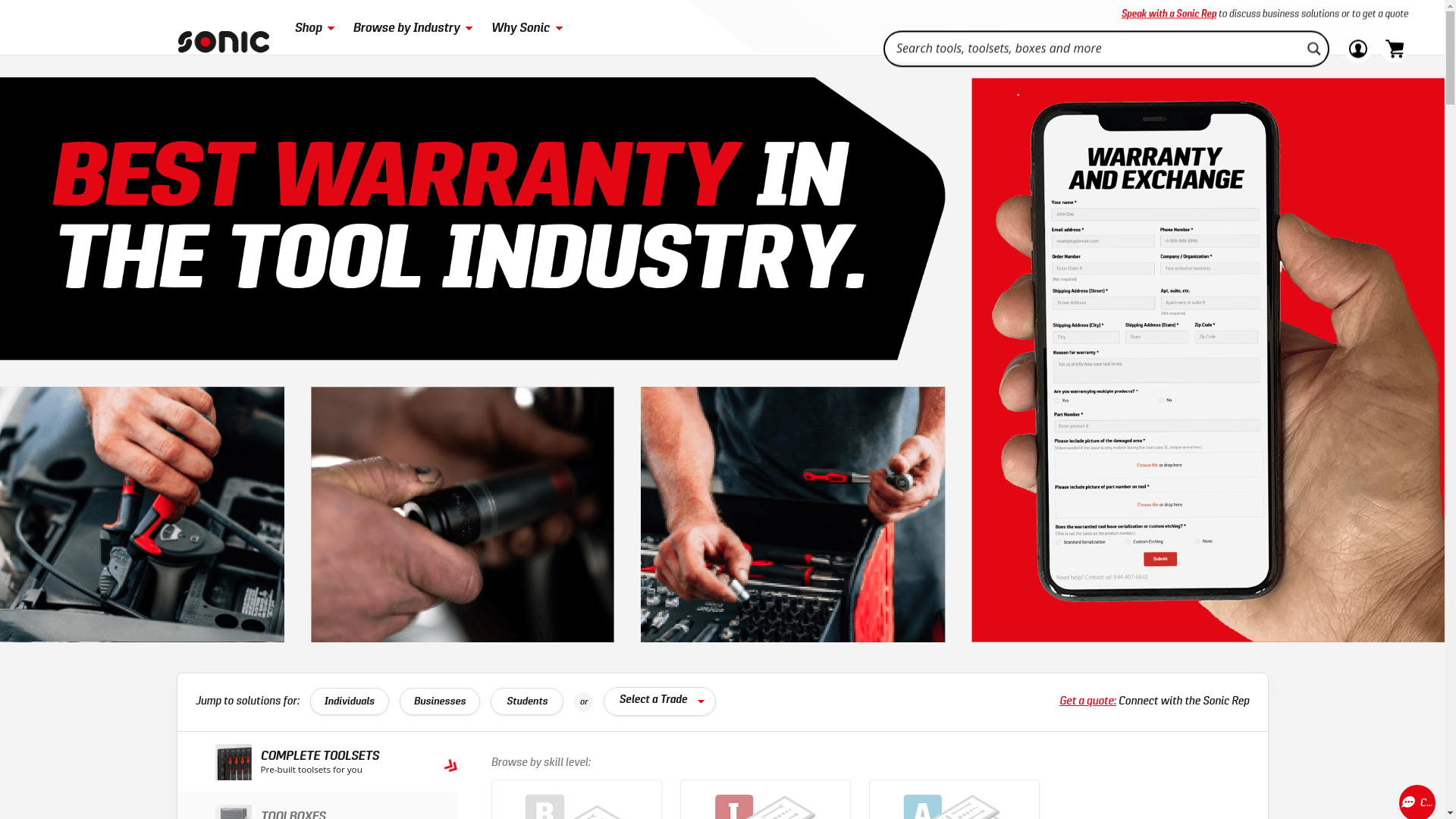 website screenshot of https://gosonictoolsusa.com/