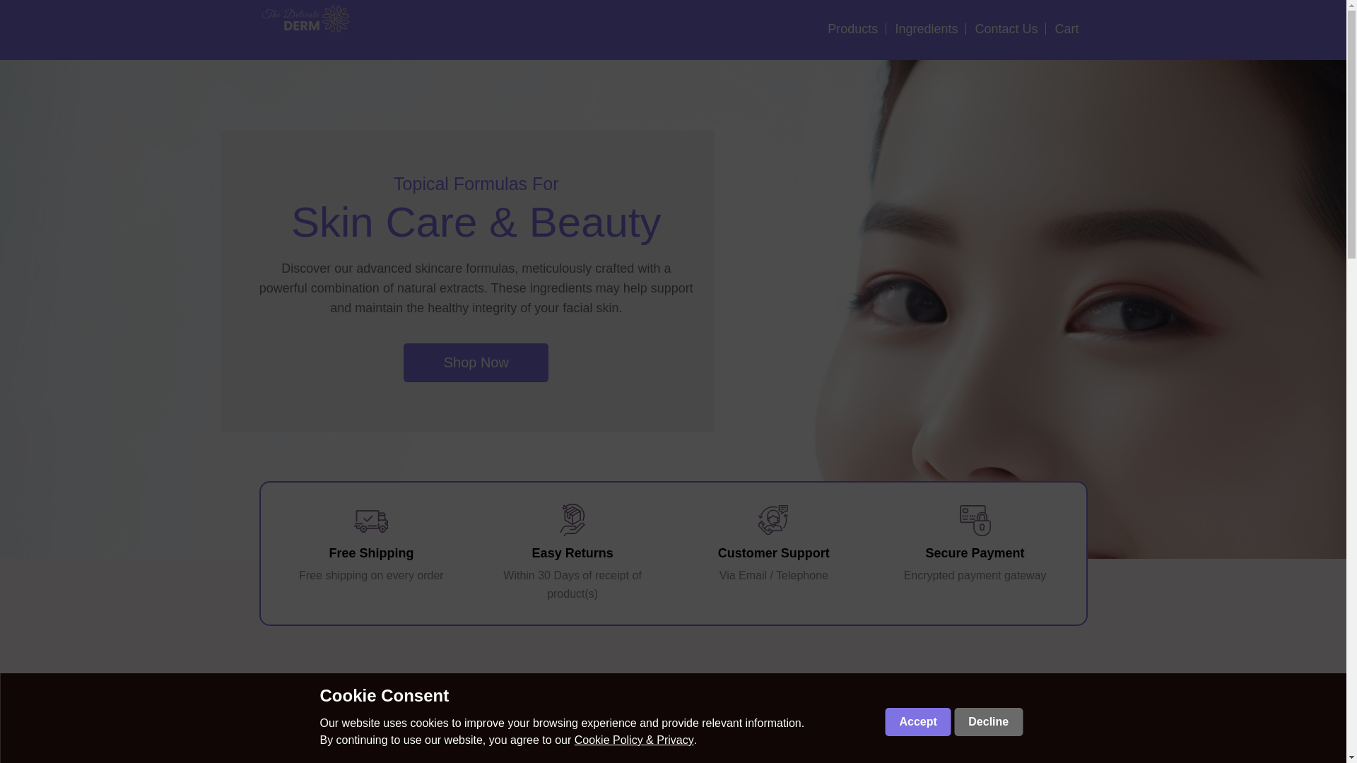 website screenshot of https://thedelicatederm.com/