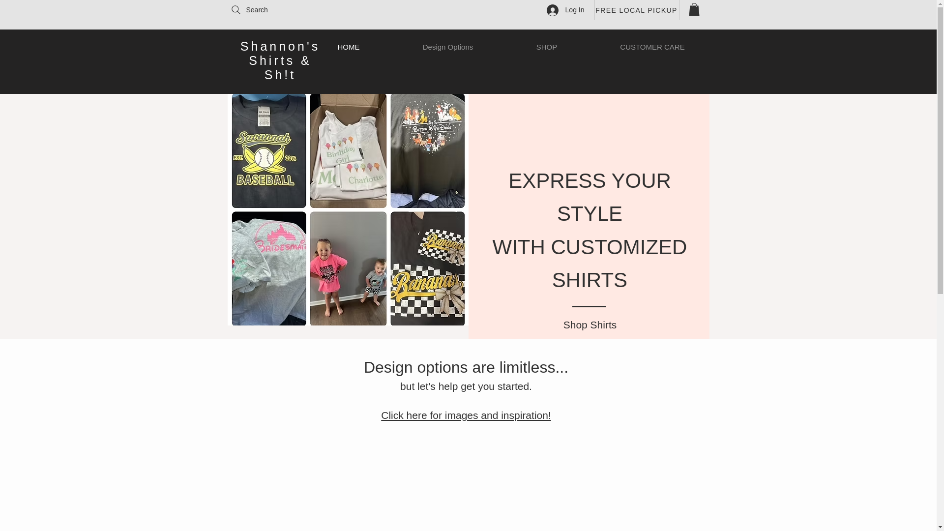website screenshot of https://shannonsshirts.com/