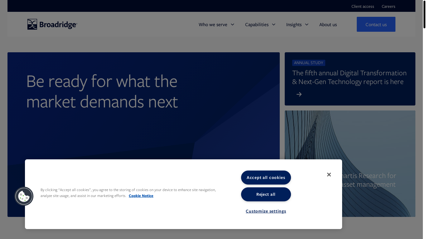 website screenshot of https://www.broadridge.com/