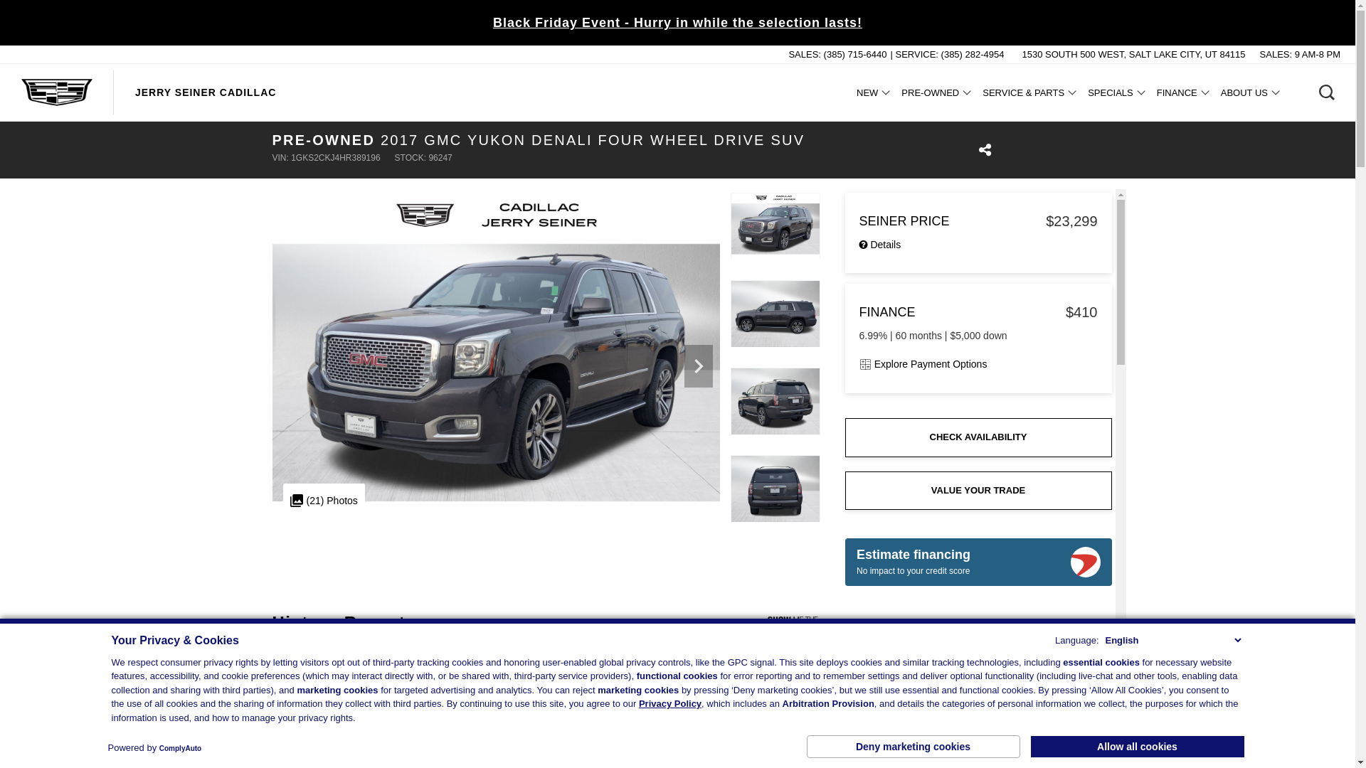 website screenshot of https://www.jerryseinercadillac.com/inventory/1GKS2CKJ4HR389196/