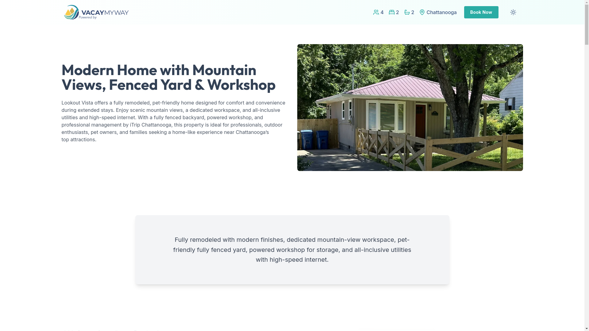 website screenshot of https://tranquilhill.vacations/