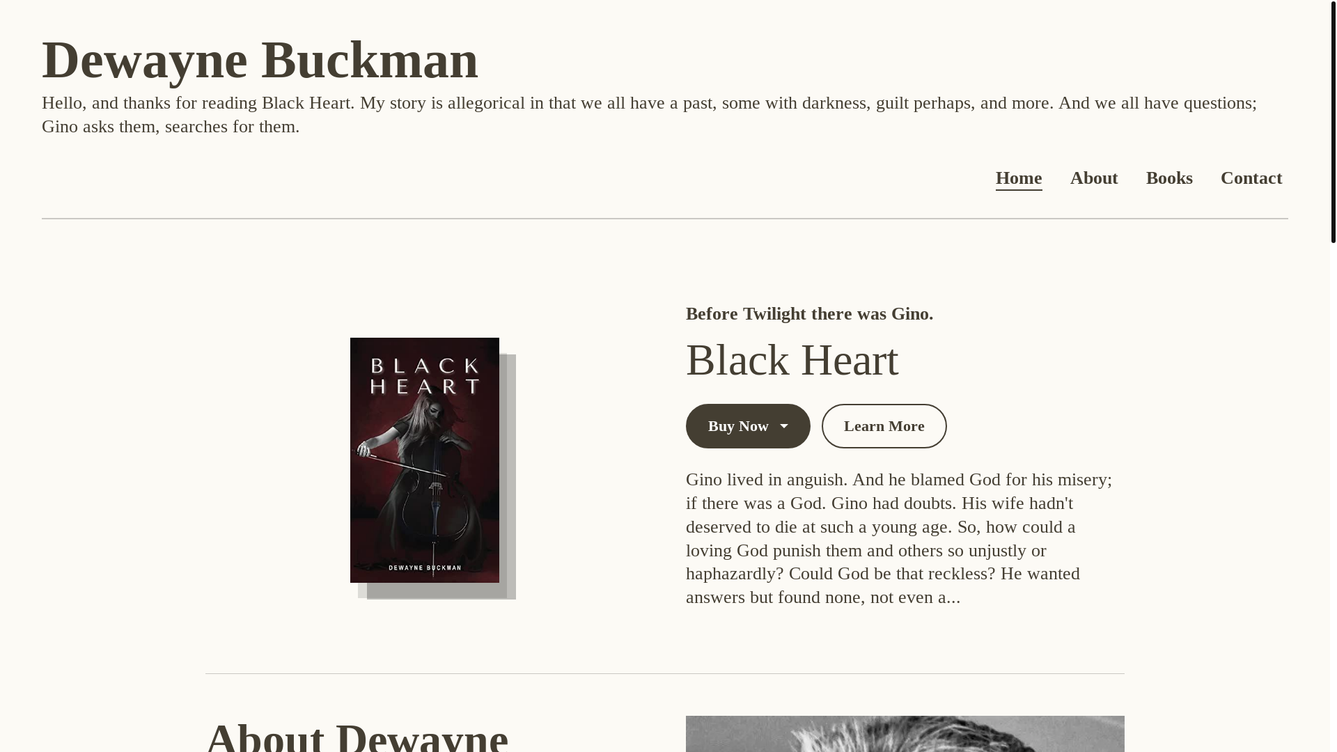 website screenshot of https://dewaynebuckman.com/