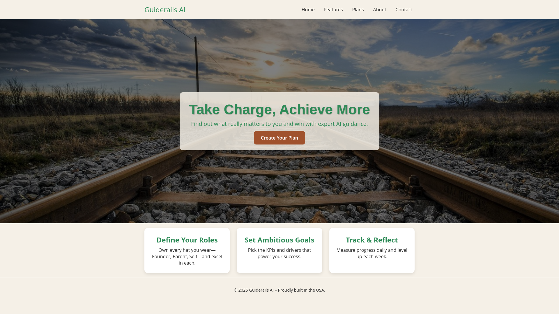 website screenshot of https://guiderailsai.com/