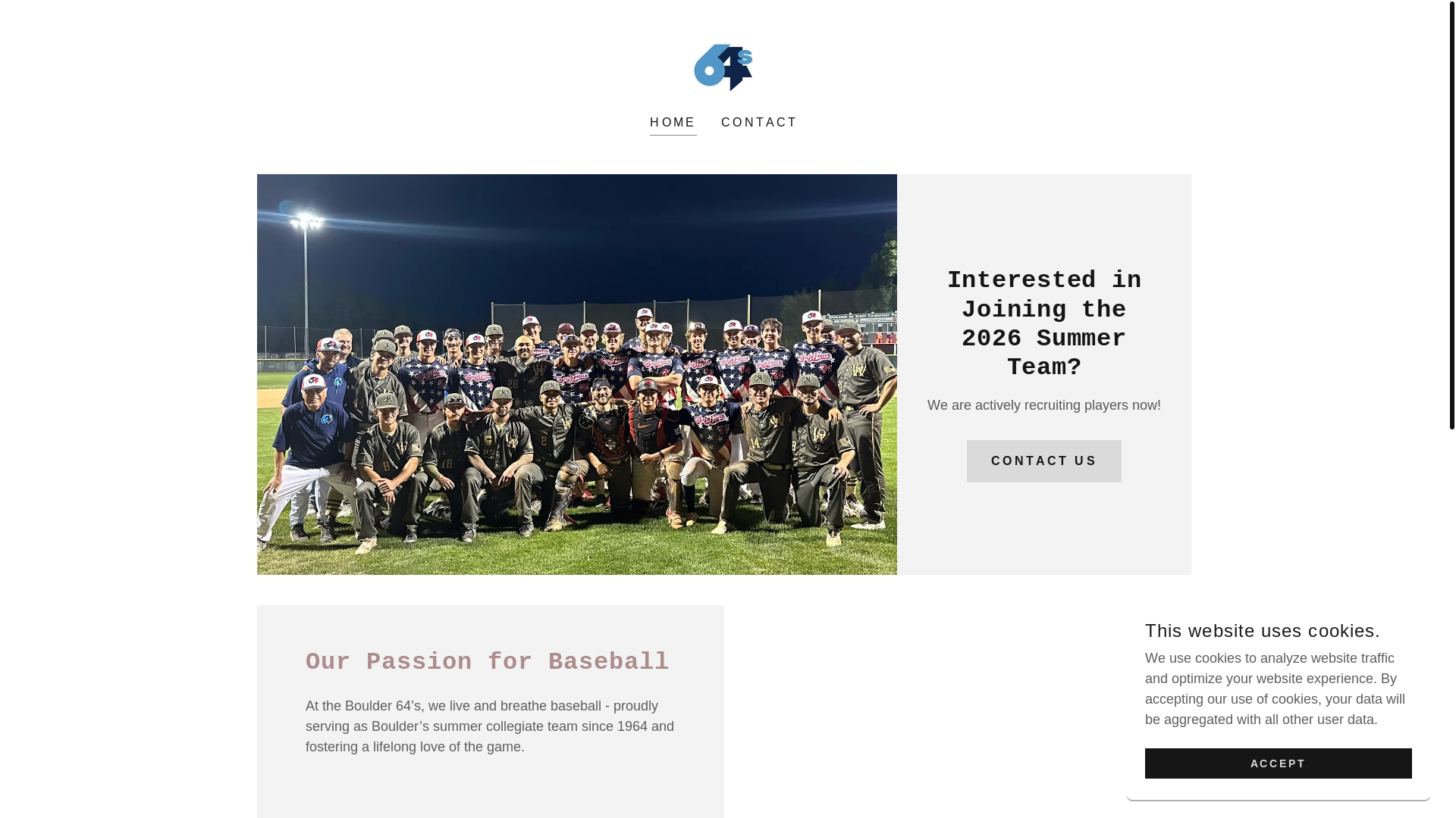 website screenshot of https://boulderflatironsbaseball.com/