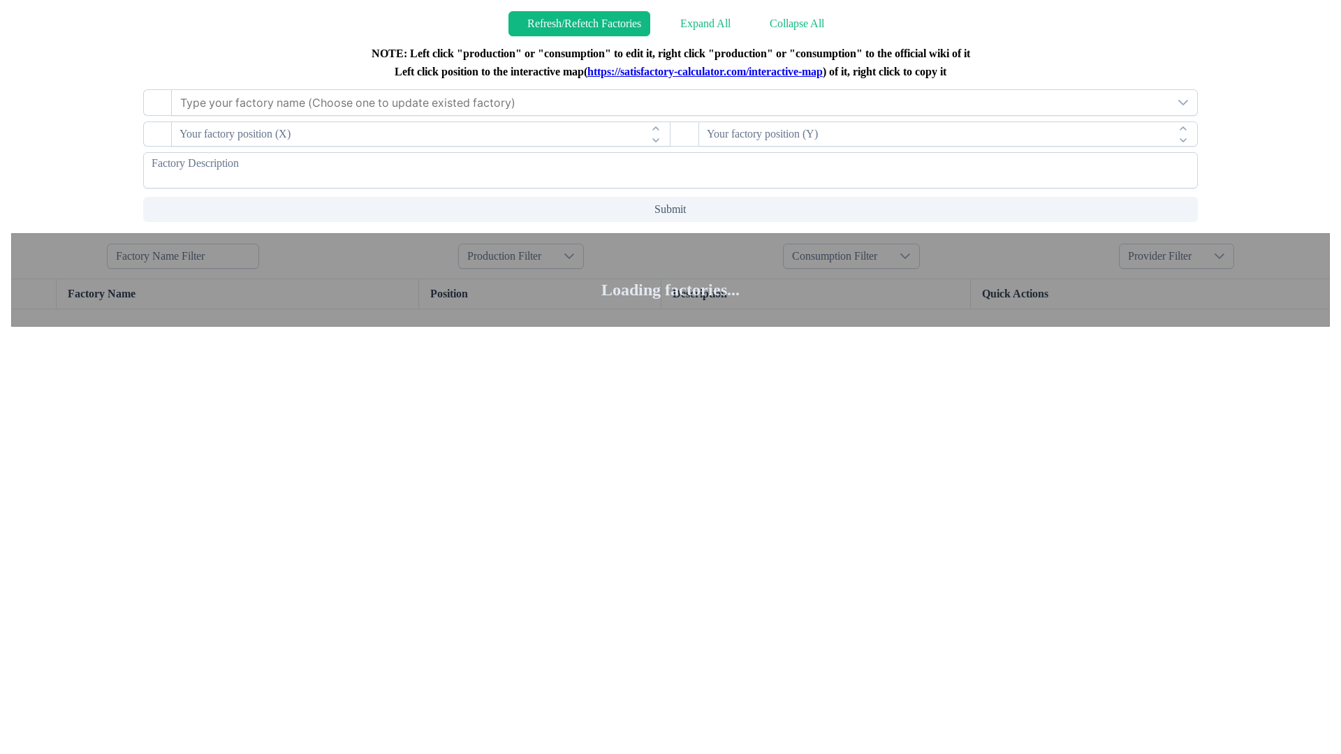 website screenshot of https://satisfactory-data-collection-frontend.pages.dev/