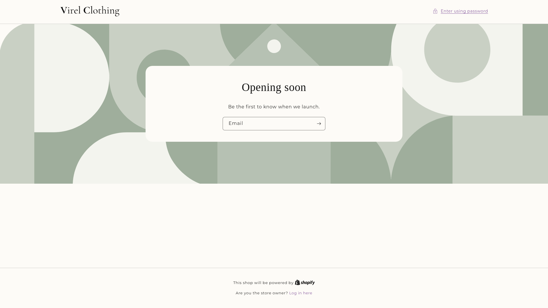 website screenshot of https://virelclothing.shop/