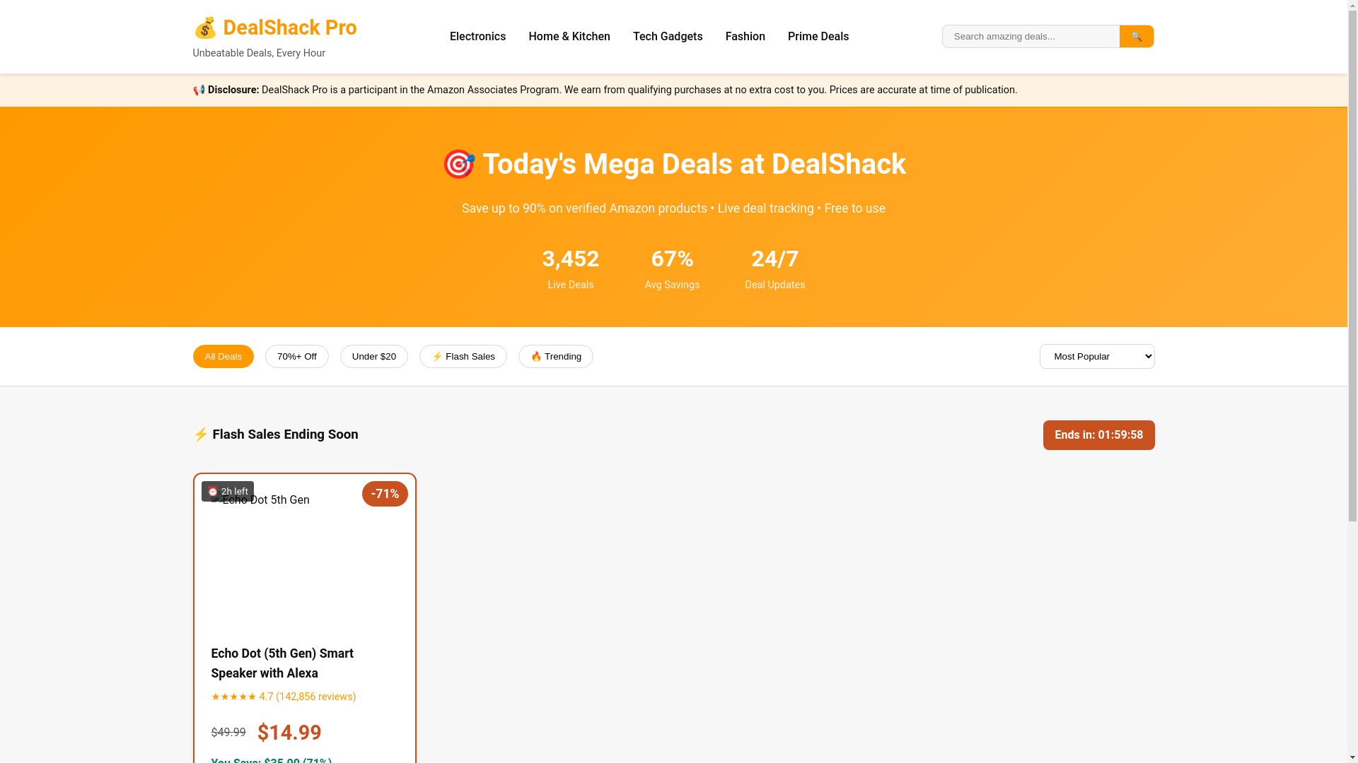 website screenshot of https://dealshack.pro/