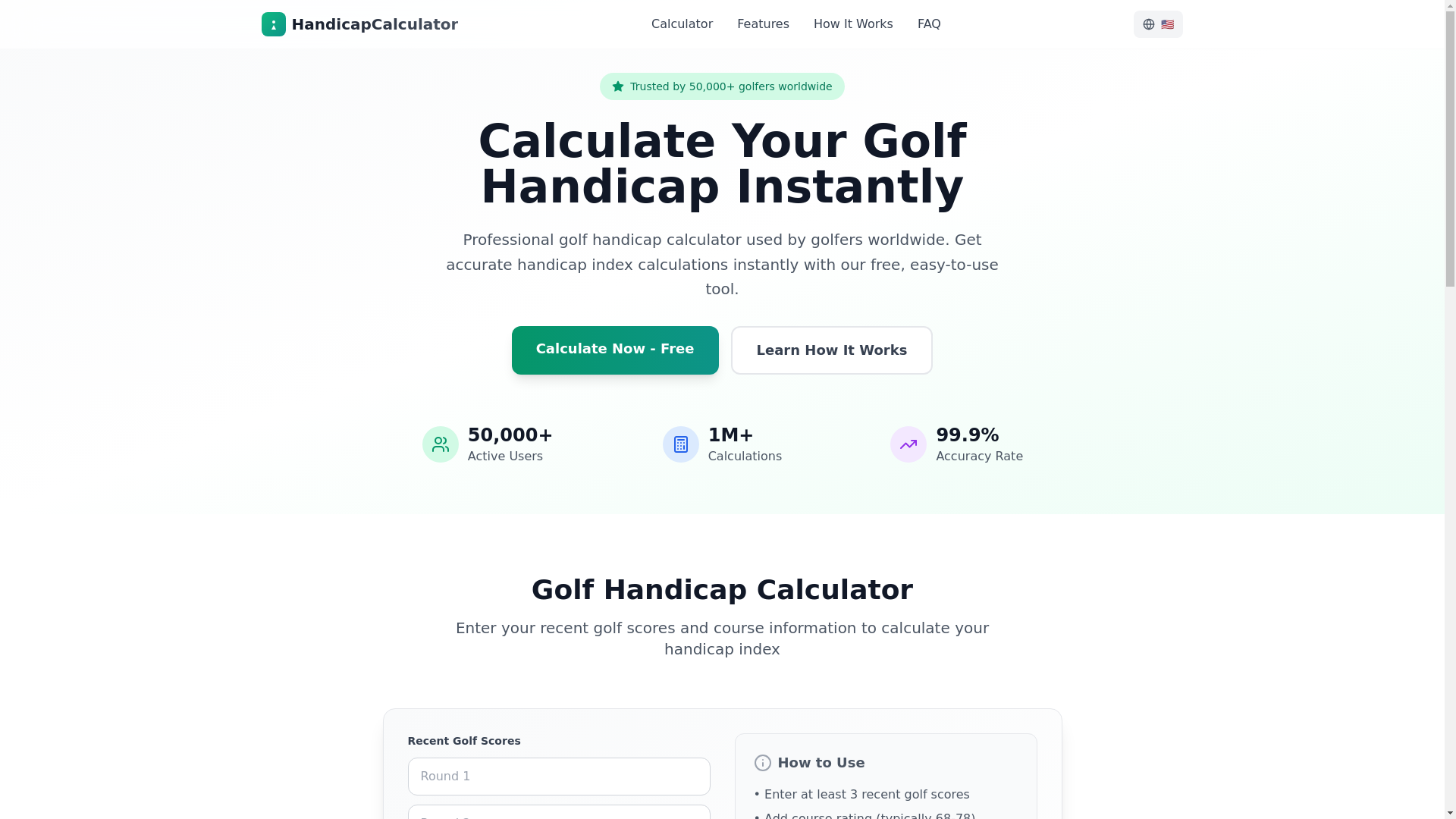 website screenshot of https://handicapcalculator.pages.dev/