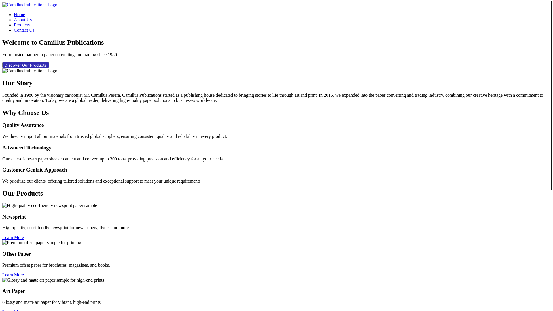 website screenshot of https://camilluspublication.lk/