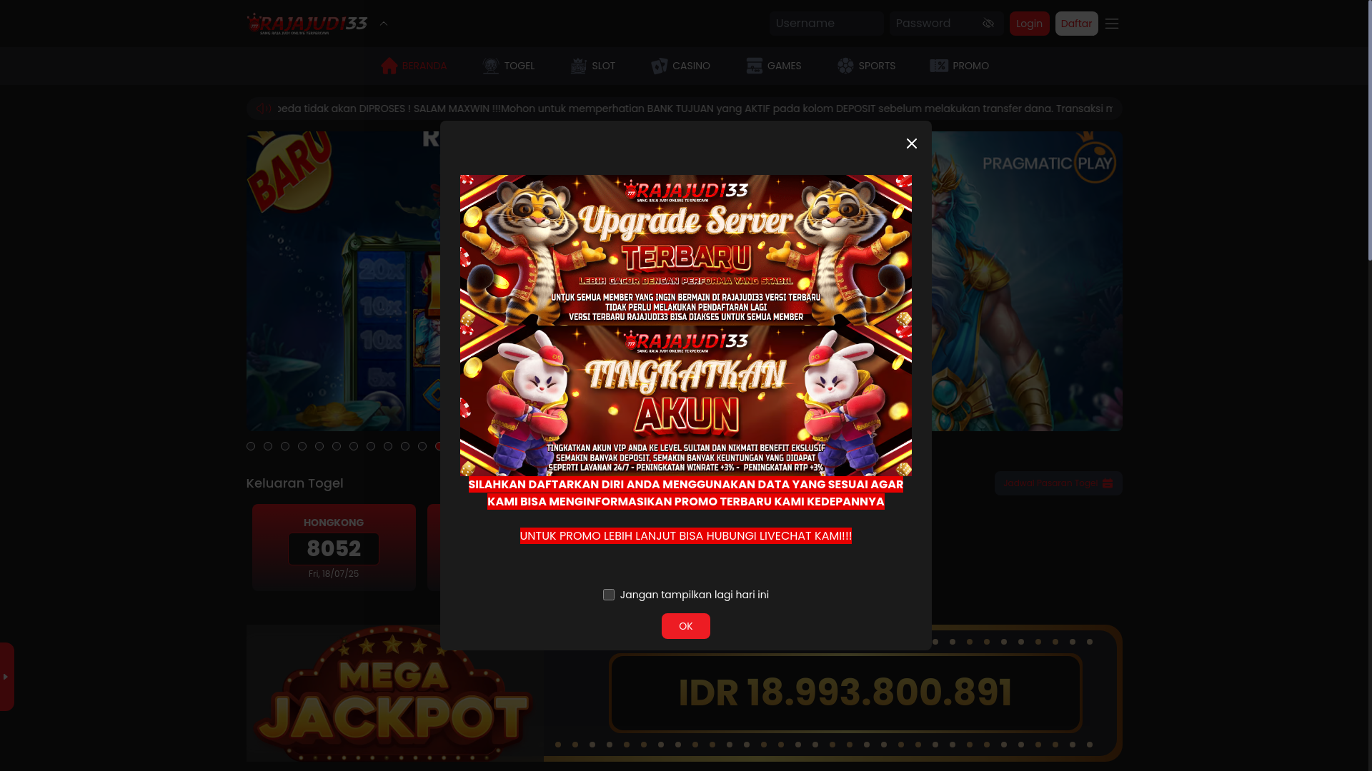 website screenshot of https://rajajudi33apps.pro/