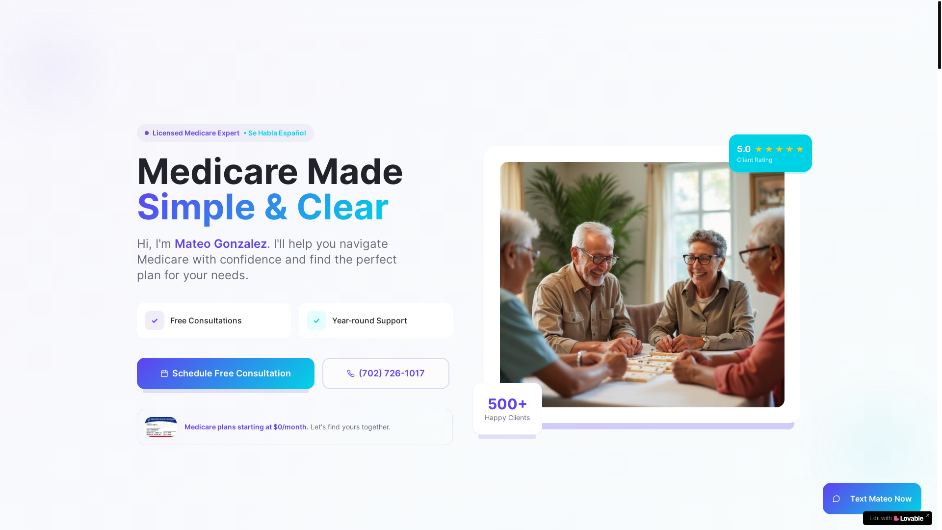 website screenshot of https://mateoginsurance.com/