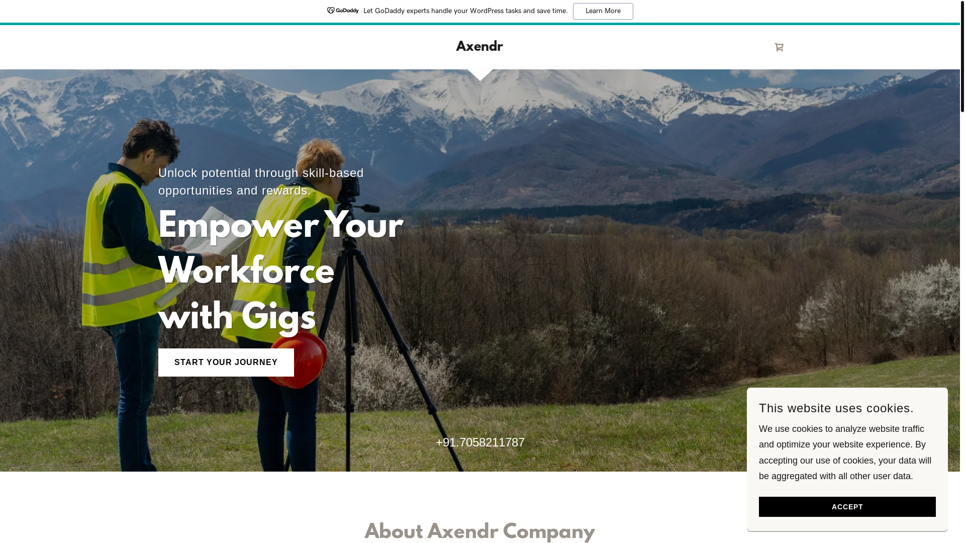 website screenshot of https://axendr.in/