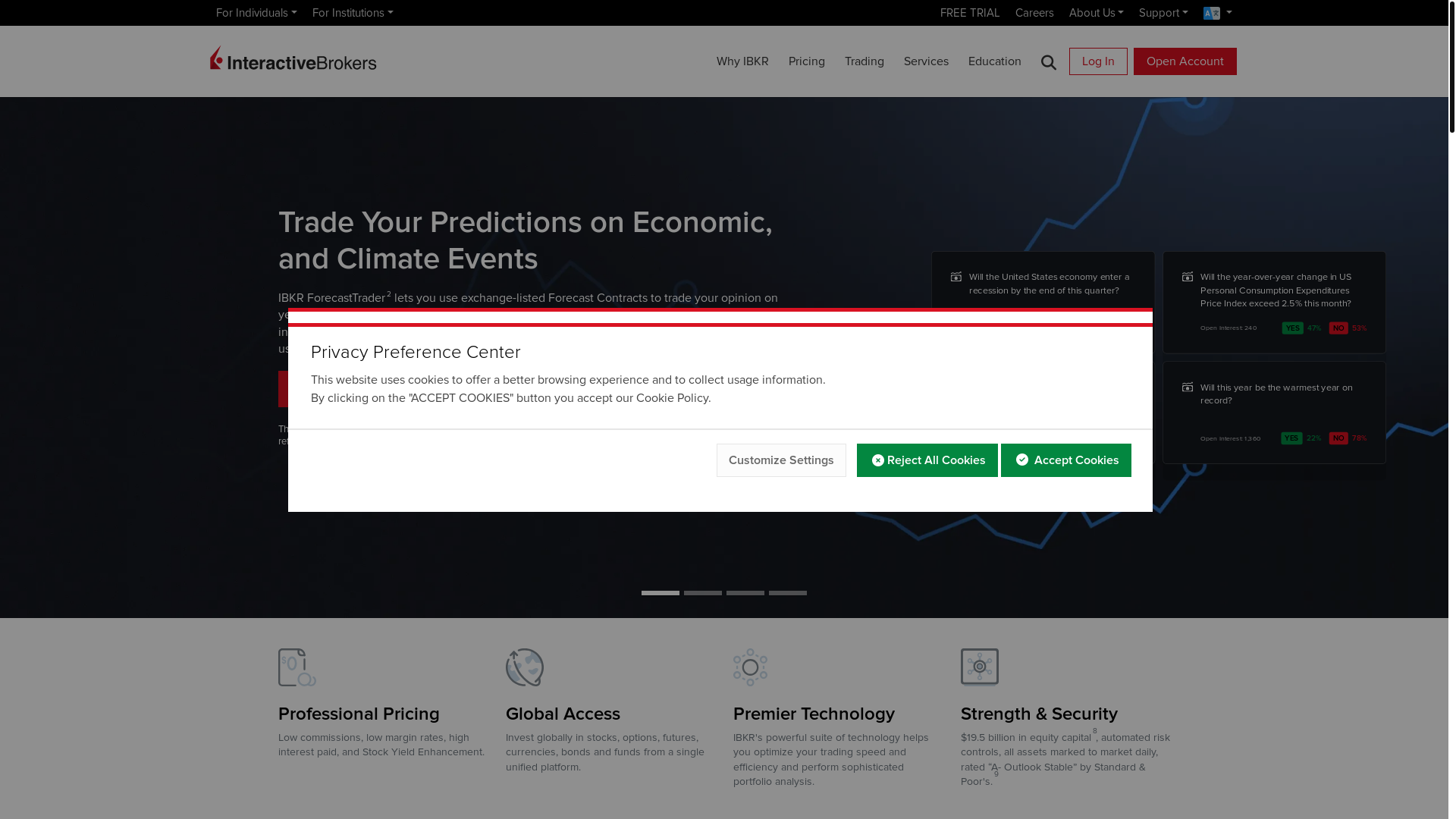 website screenshot of https://interactivebrokers.com.hk