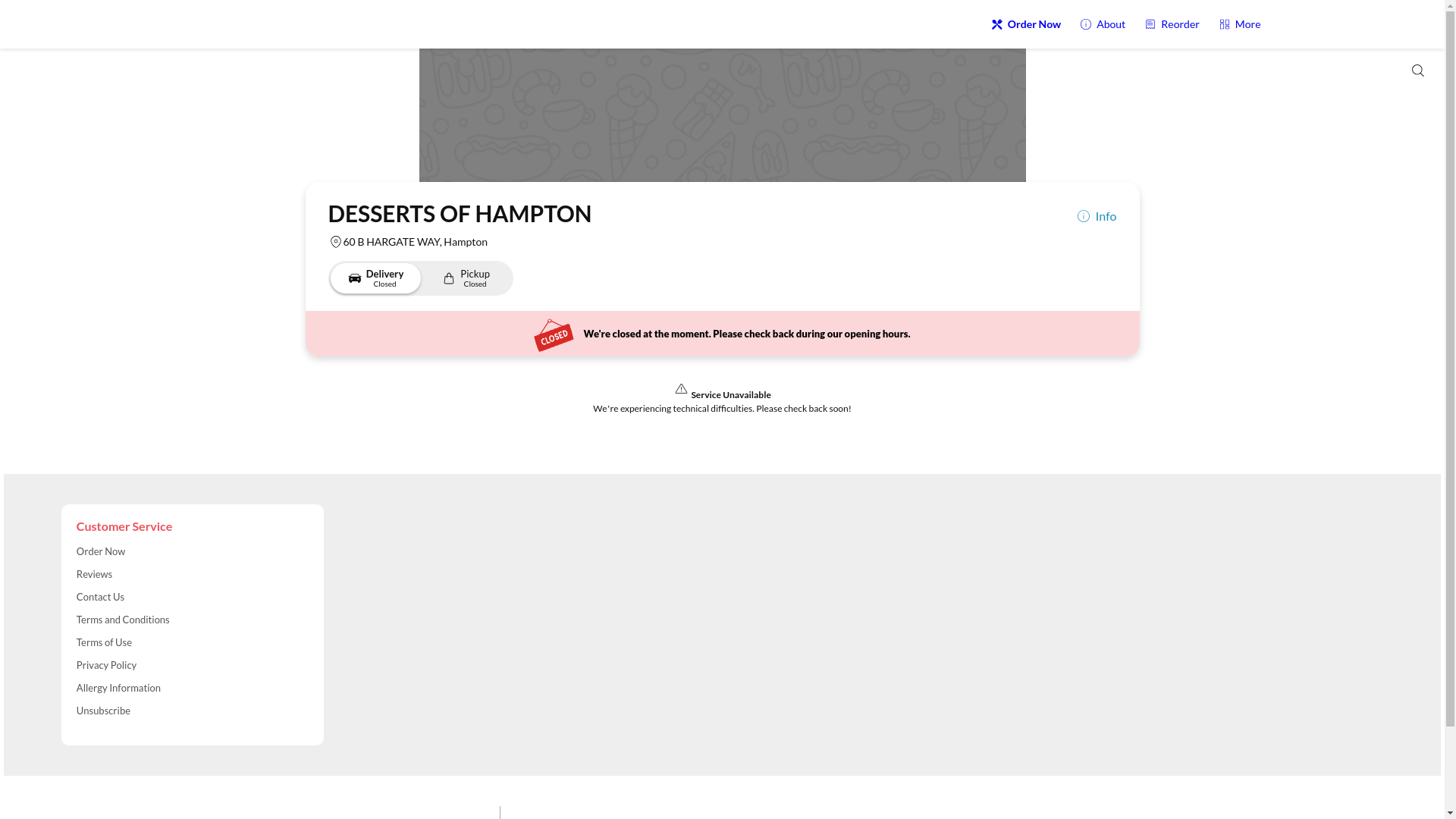 website screenshot of https://desserstofhampton.co.uk/