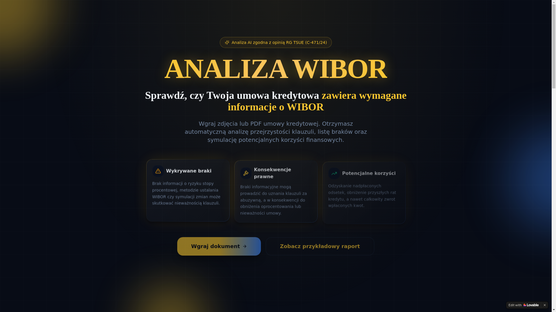 website screenshot of https://analizawibor.pl/