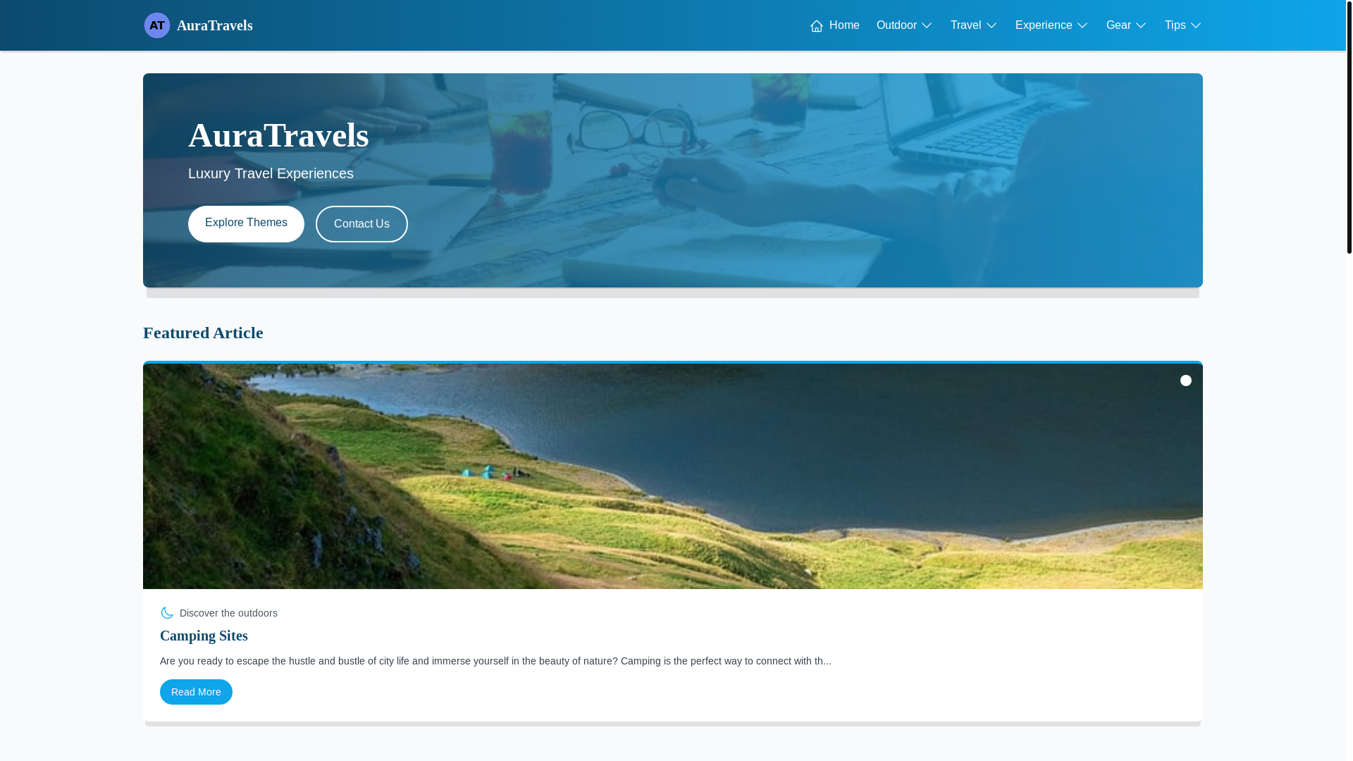 website screenshot of https://travelaura.live/