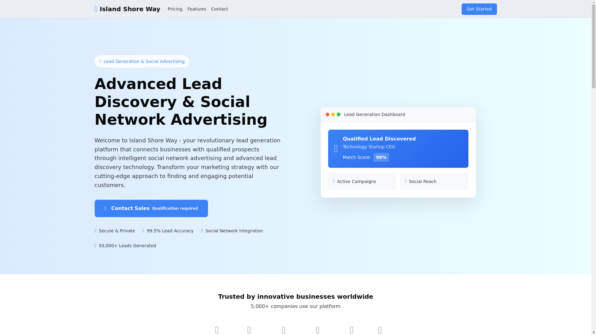 website screenshot of https://islandshoreway.com/