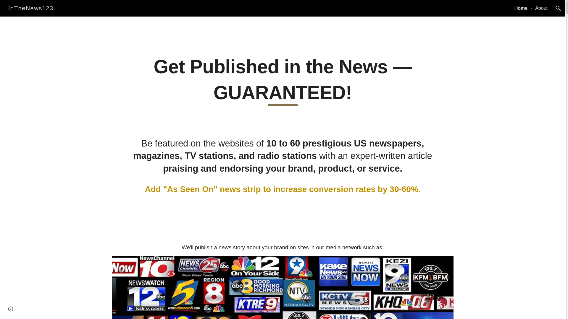 website screenshot of https://getinthenews123.com/