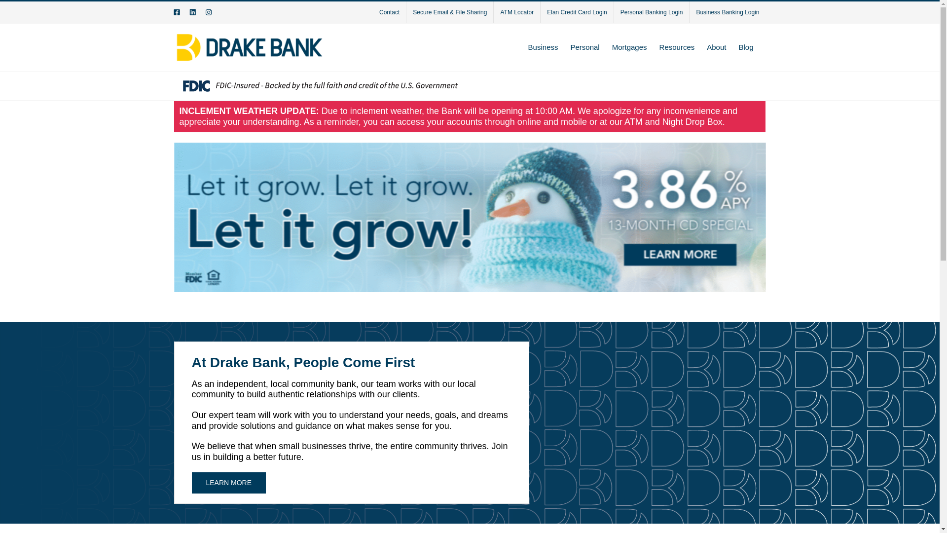 website screenshot of http://www.drake-bank.com/
