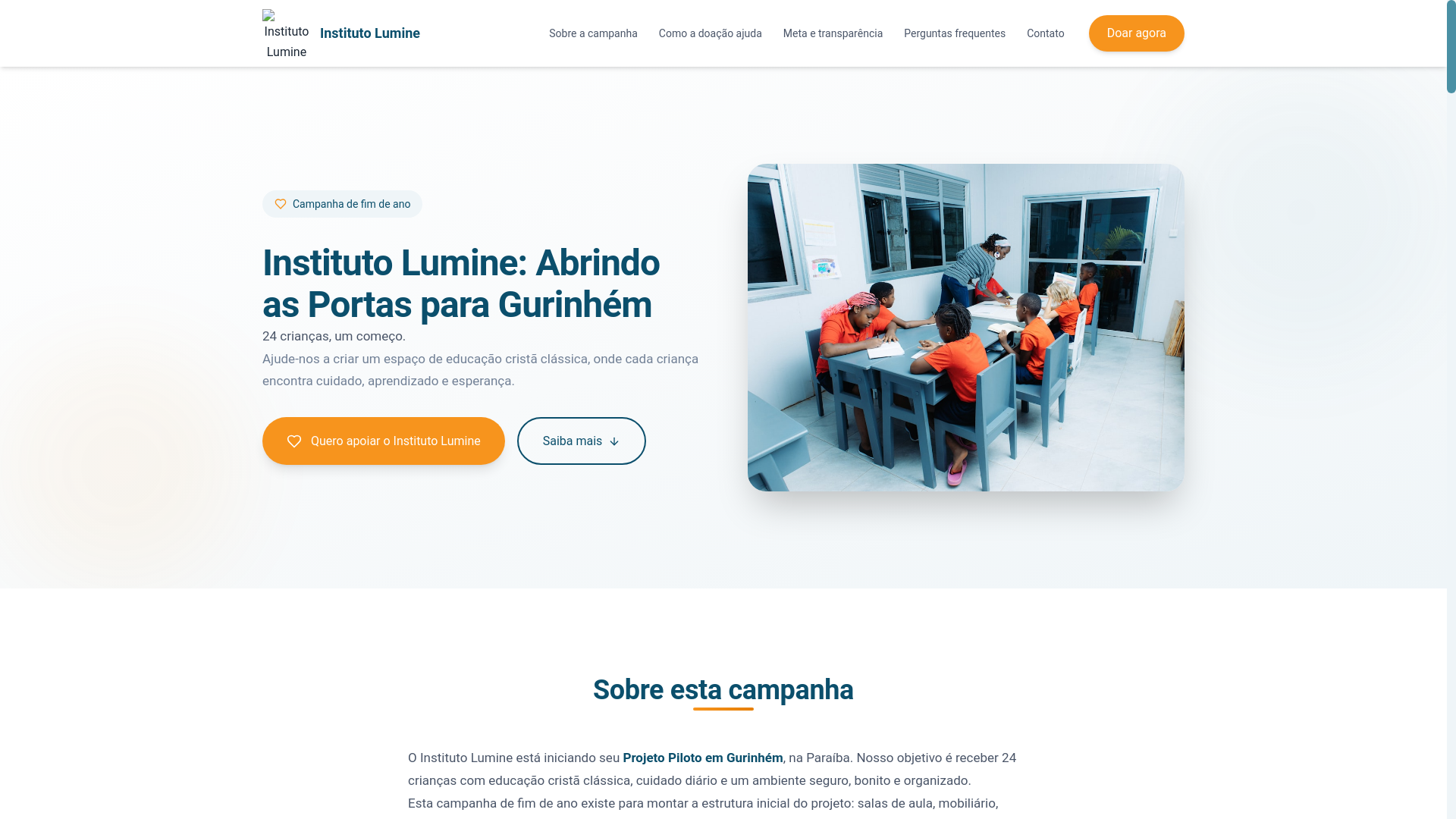 website screenshot of https://institutolumine.org/