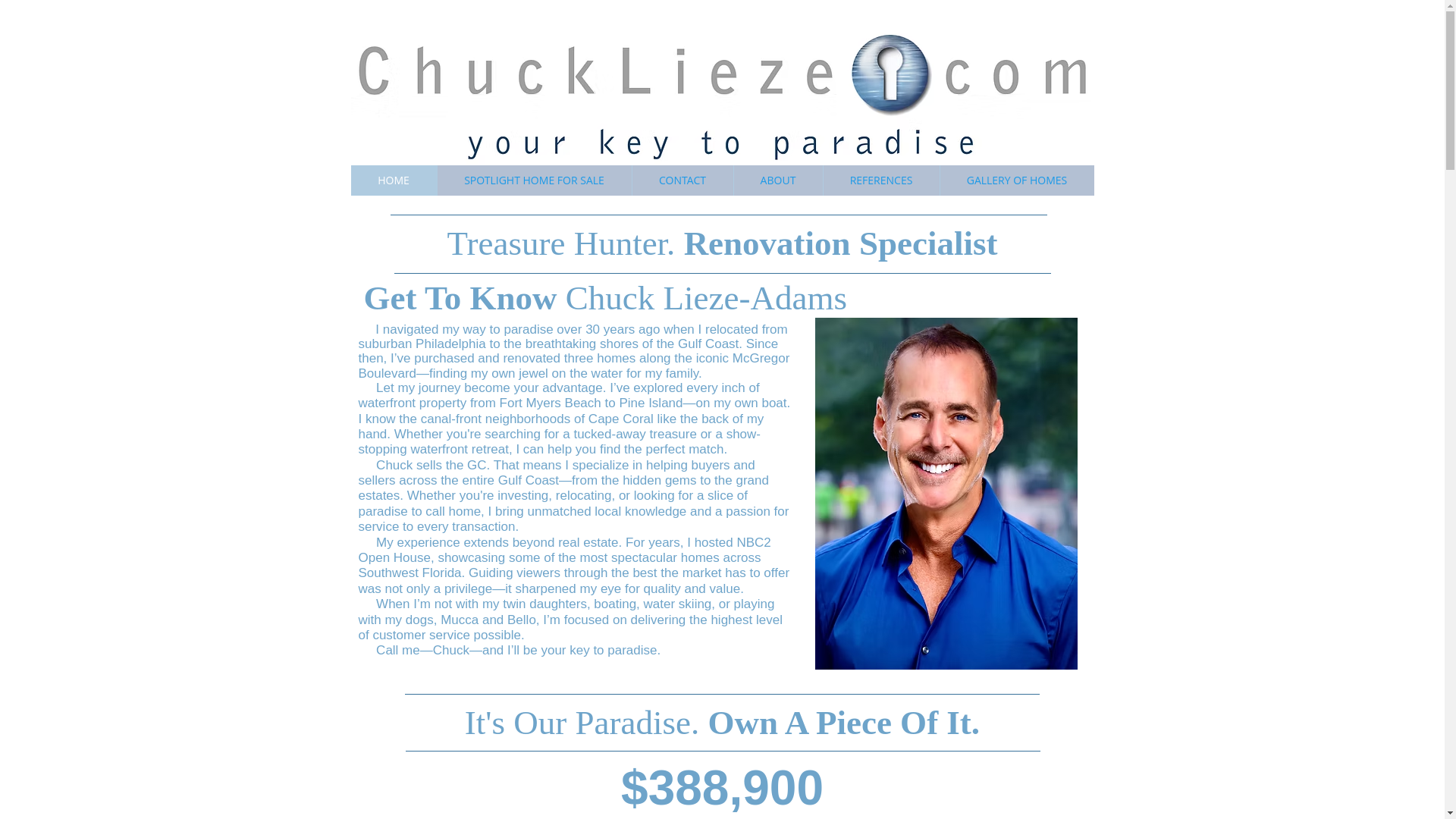 website screenshot of https://chucksellsthegulfcoast.com/