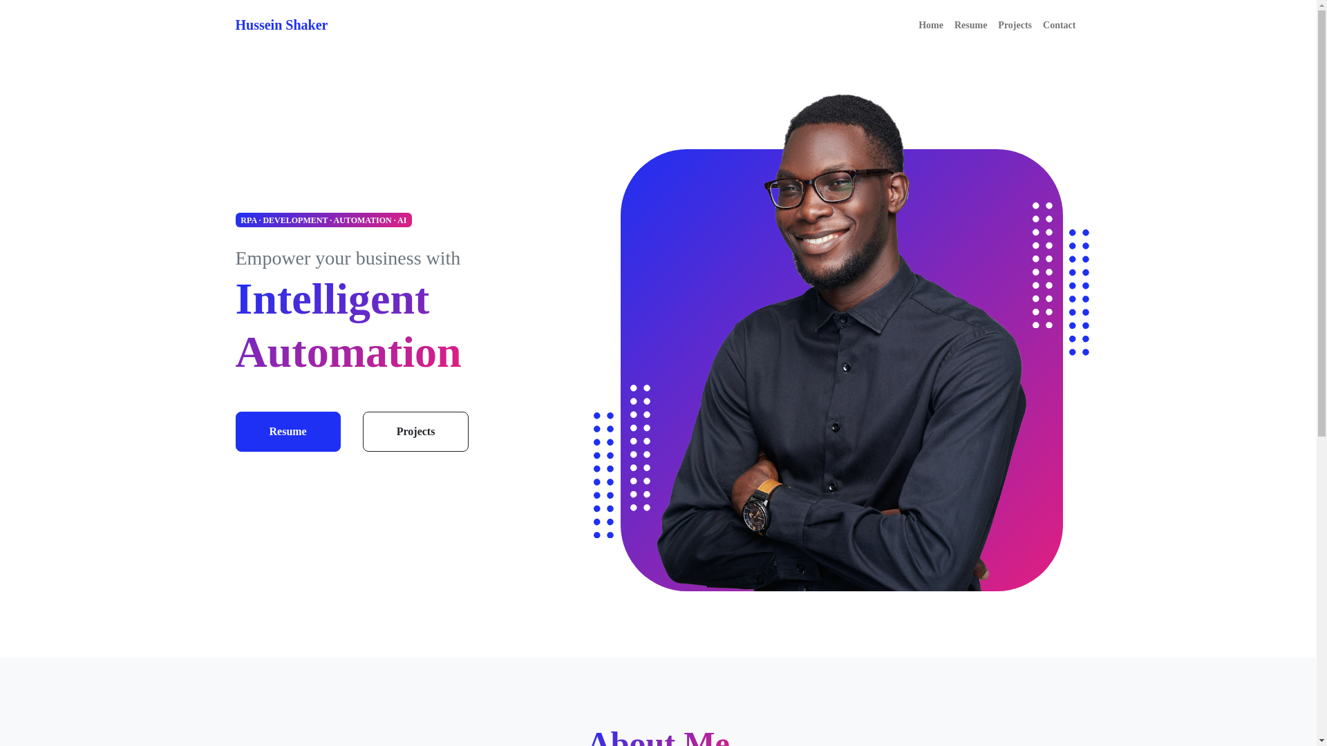 website screenshot of https://hushaker-portfolio.pages.dev/