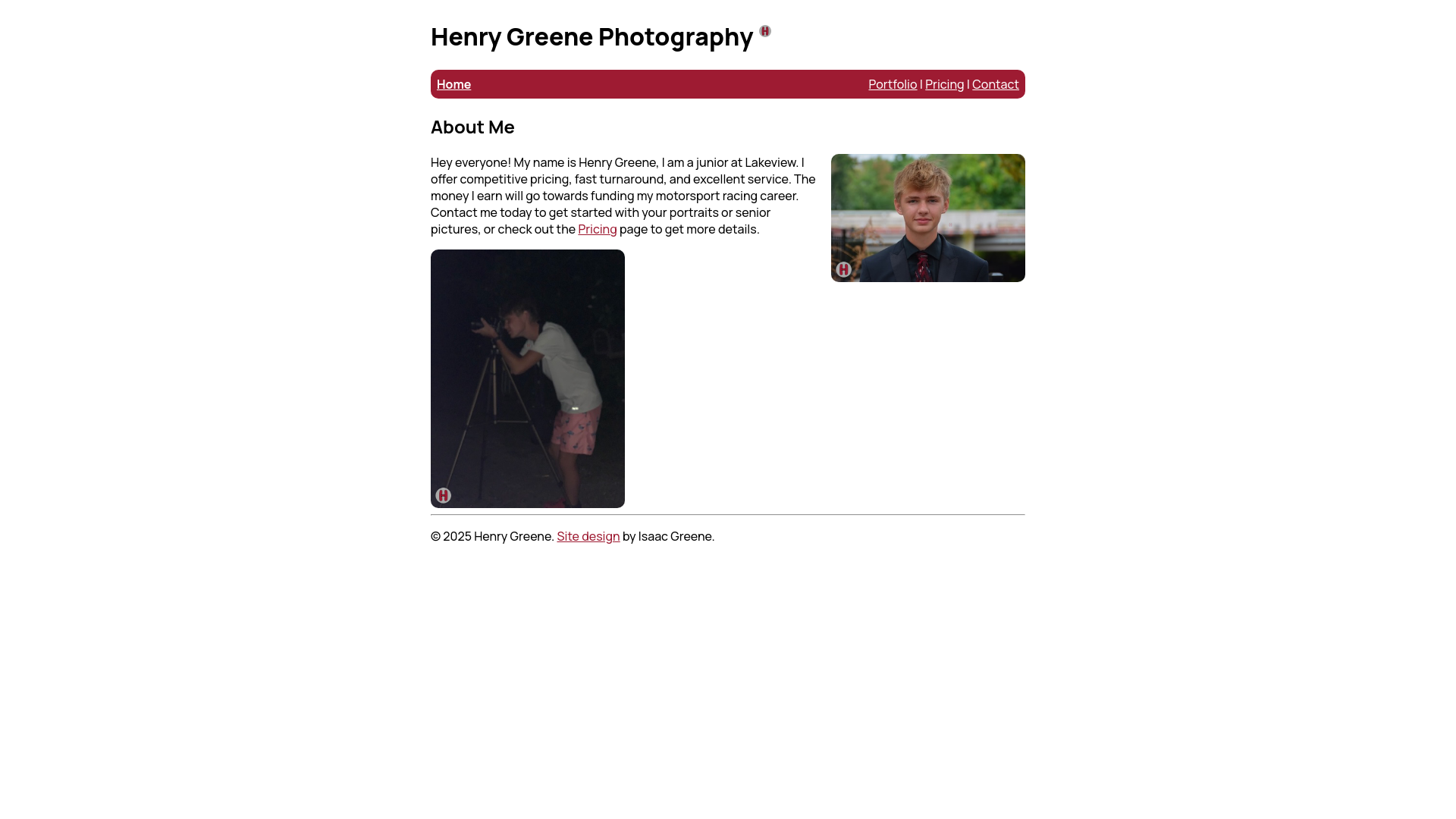 website screenshot of https://henrygreene.pages.dev/