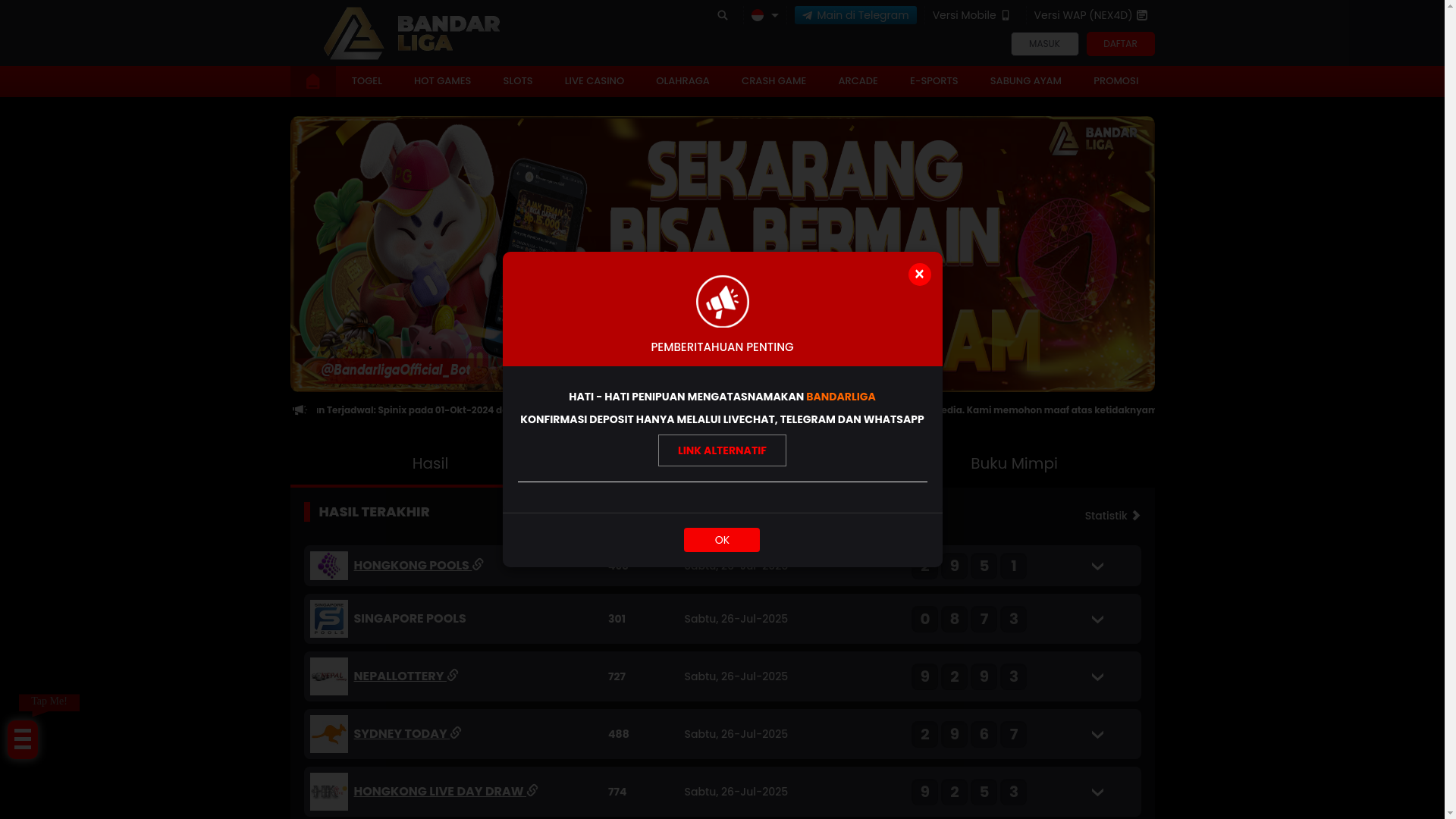 website screenshot of https://bandarliga-71l8.site/