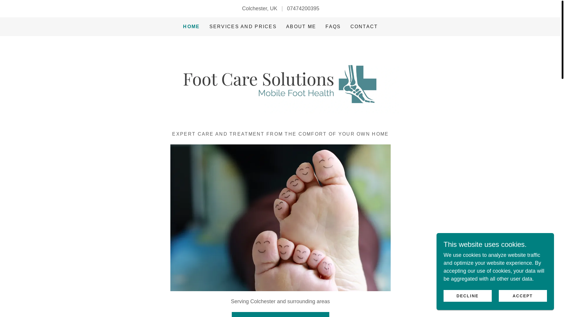 website screenshot of https://colchesterfootcare.co.uk/