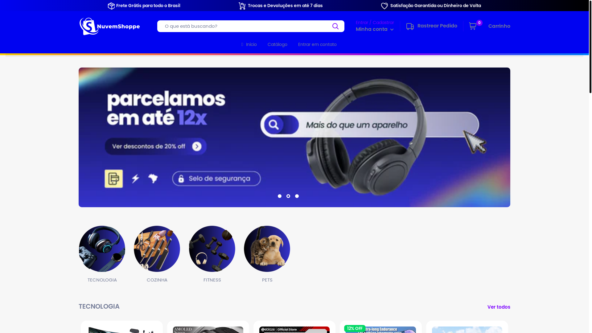 website screenshot of https://nuvemshoppe.com/