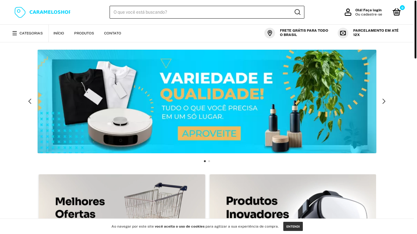 website screenshot of https://lojacarameloshop.com.br/
