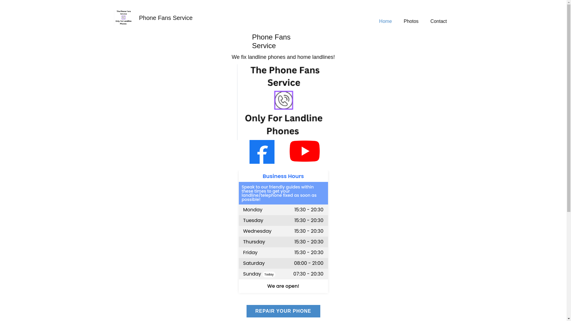website screenshot of https://phonefansservice.co.uk/