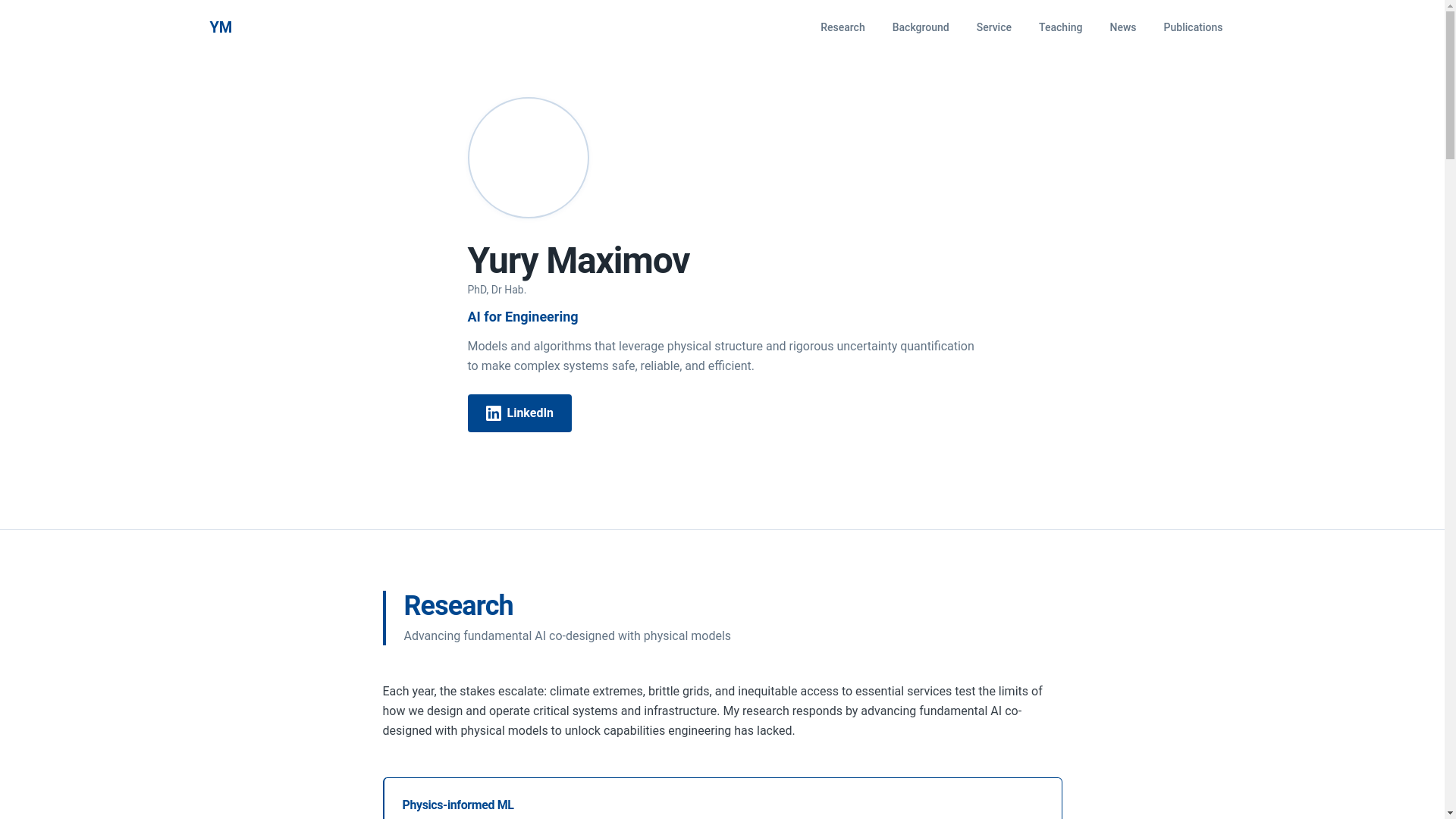 website screenshot of https://yurymaximov.org/