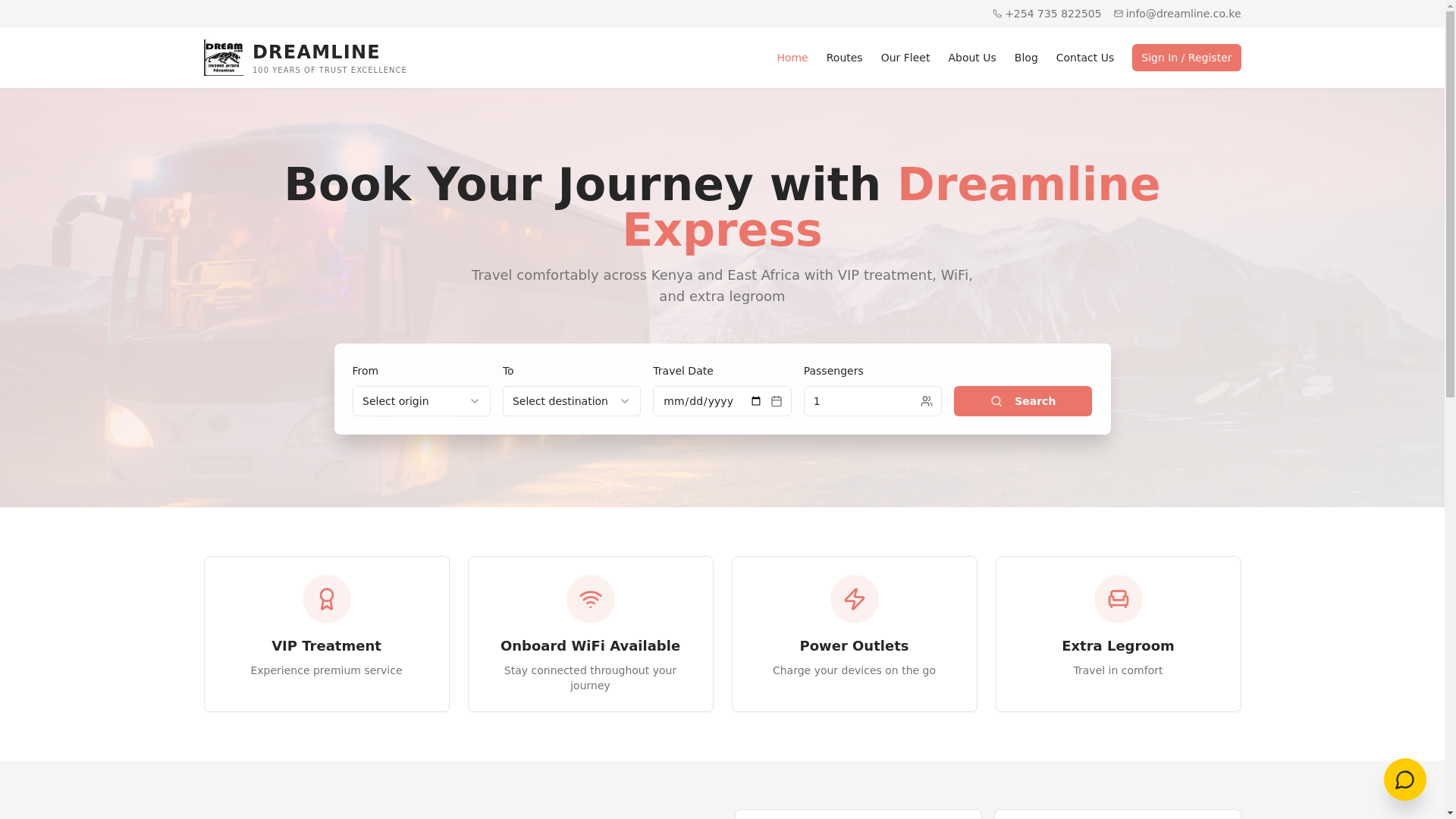 website screenshot of https://dreamlinebus.site/
